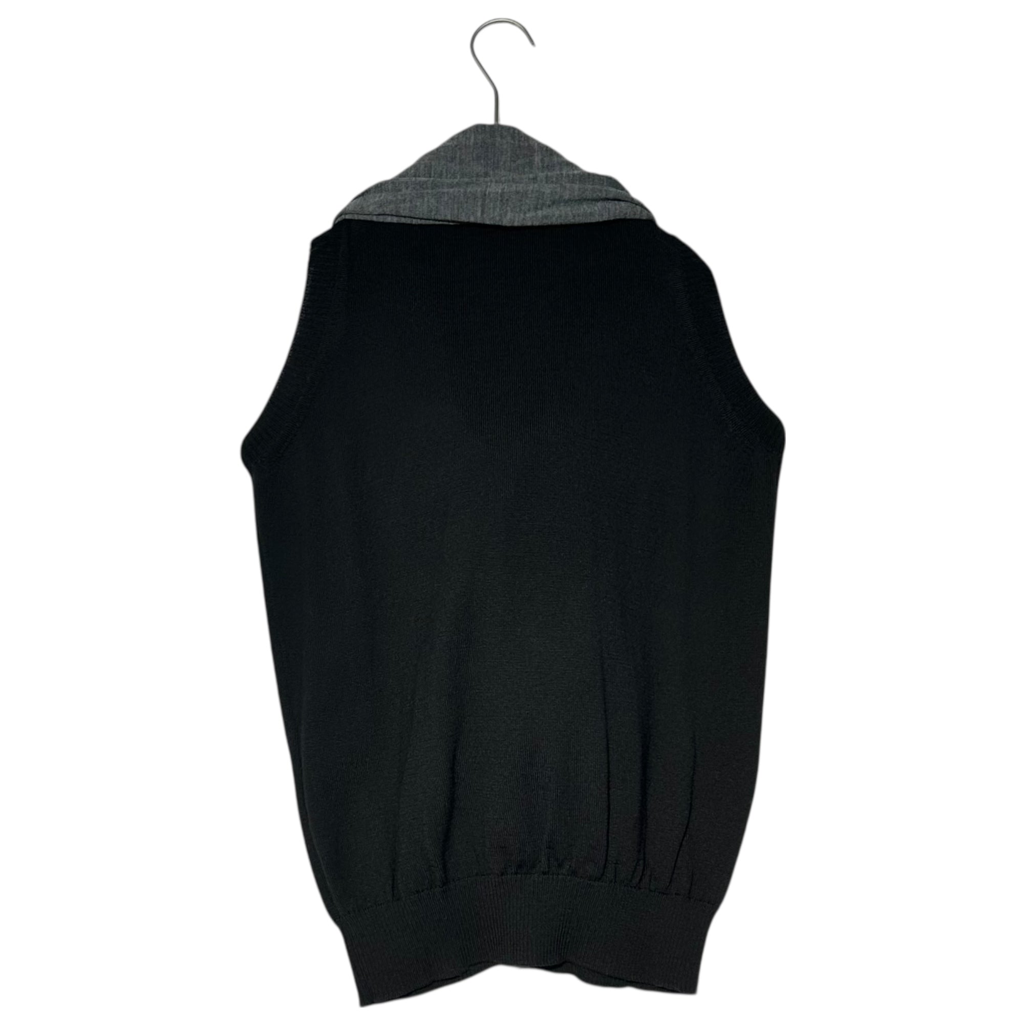 tricot COMME des GARCONS(トリココムデギャルソン) 11AW Scarf-Docked Layered Knit Vest マフラー ドッキング レイヤード ニット ベスト TH-N004 表記無(M程度) ブラック×グレー AD2011