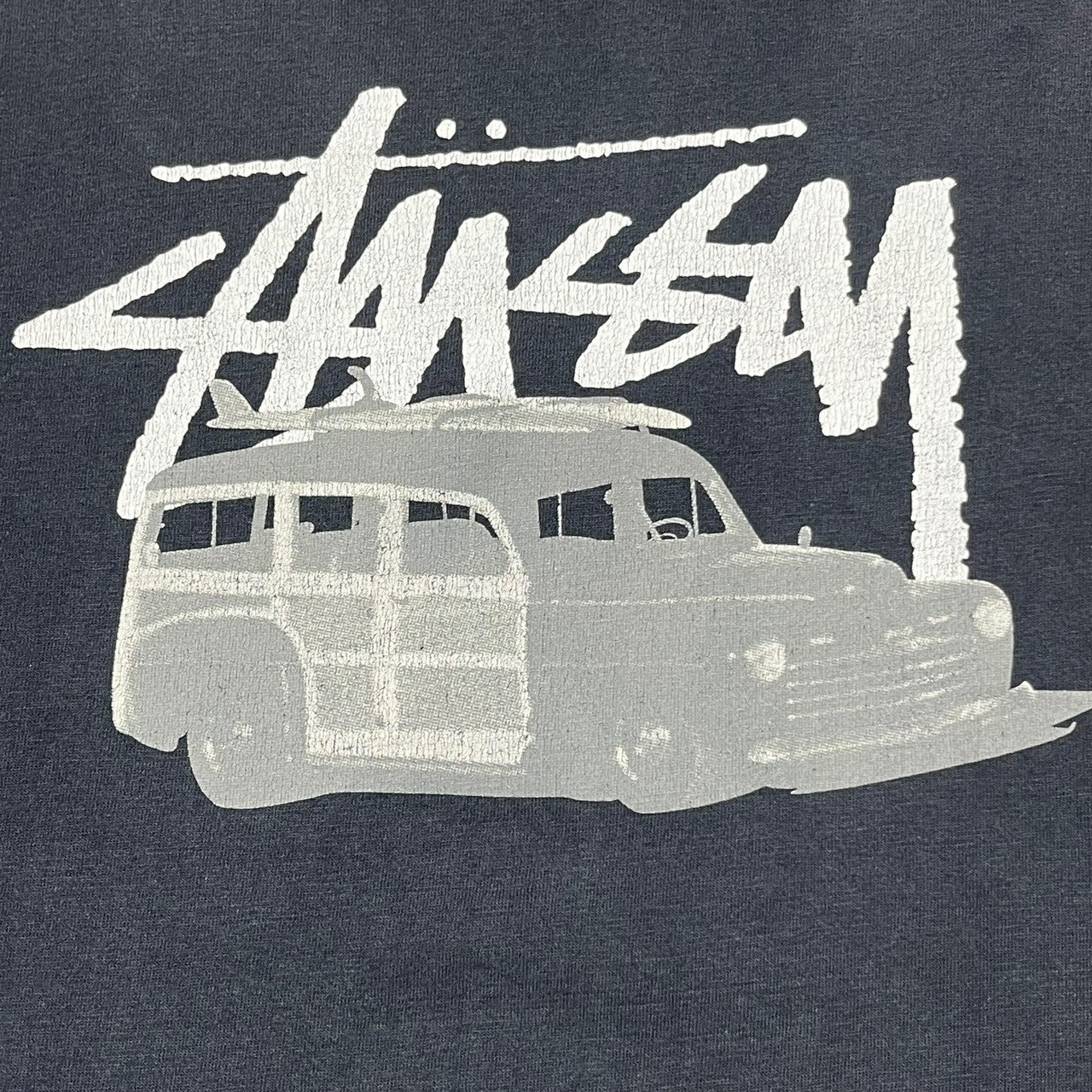 STUSSY(ステューシー) 90's~00's car loaded with surfboards Tシャツ サーフボード 車 紺タグ SIZE M ブラック OLD STUSSY
