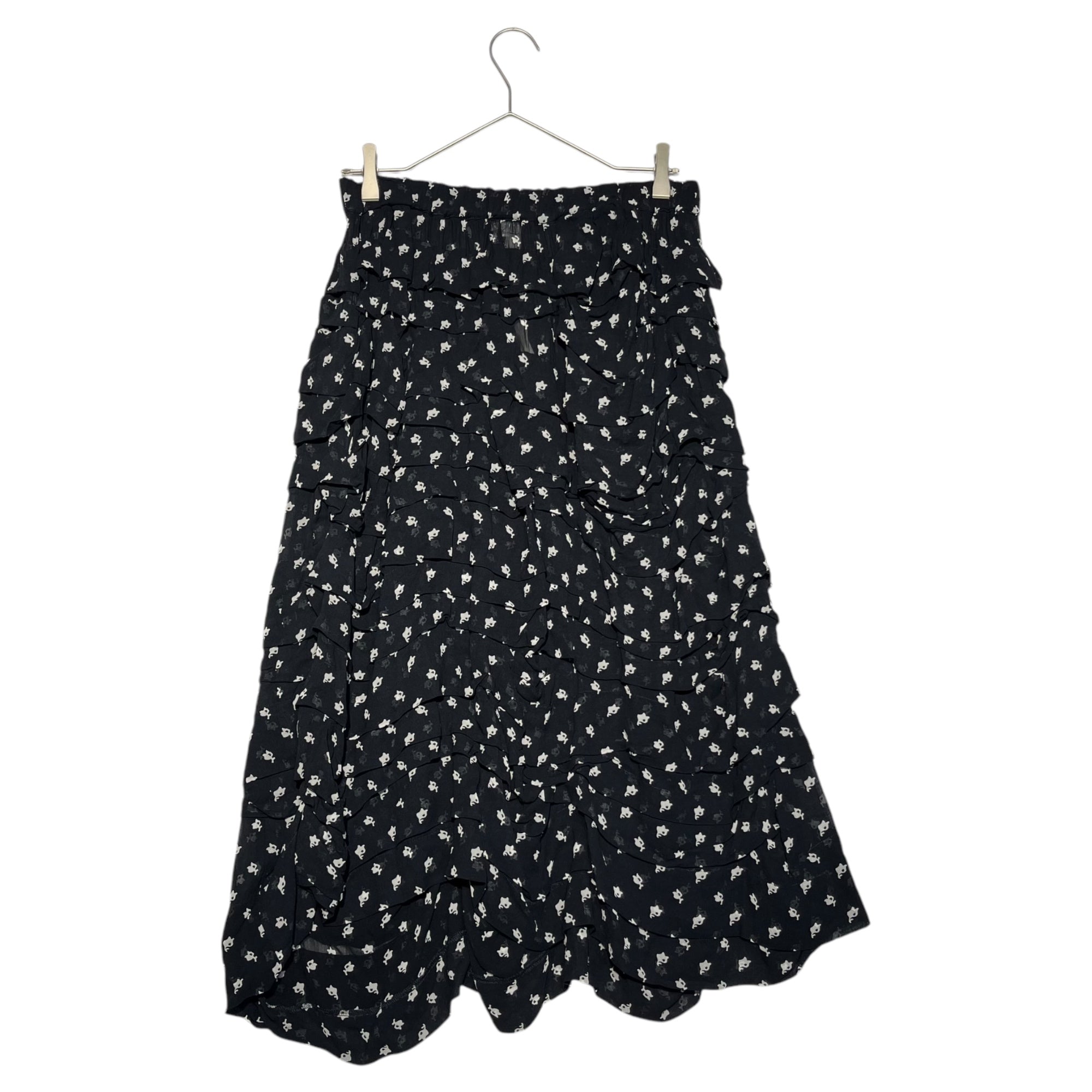 COMME des GARCONS COMME des GARCONS(コムデギャルソンコムデギャルソン) 14SS Elastic waist allover pattern tiered skirt ウエストゴム 総柄 ティアード スカート RM-S016 M ブラック×ホワイト AD2013