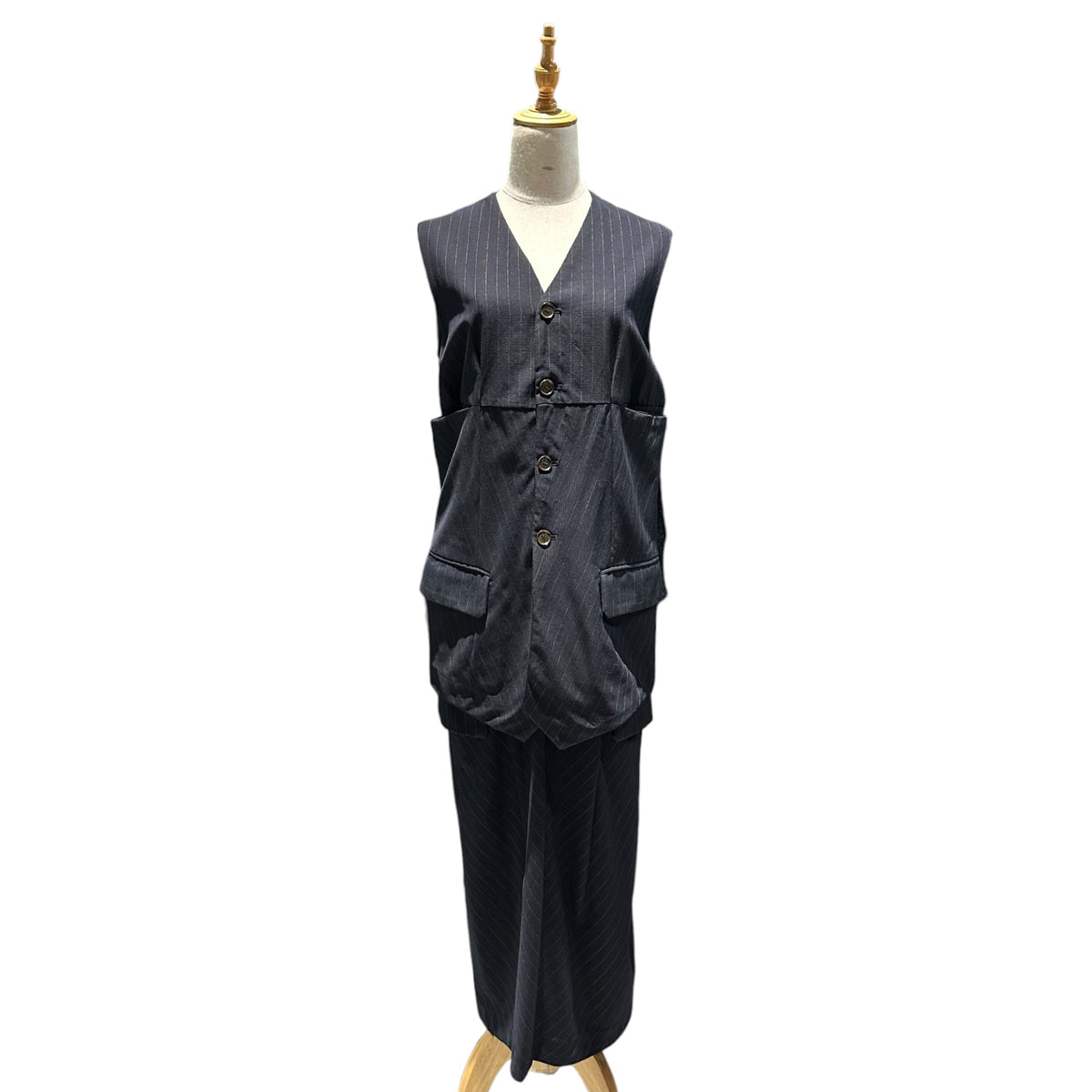 COMME des GARCONS(コムデギャルソン) 1993SS  Striped sleeveless jacket and skirt set-up ストライプ ノースリーブ ジャケット スカート セットアップ GV-11002 M ネイビー AD1993 90's 90年代