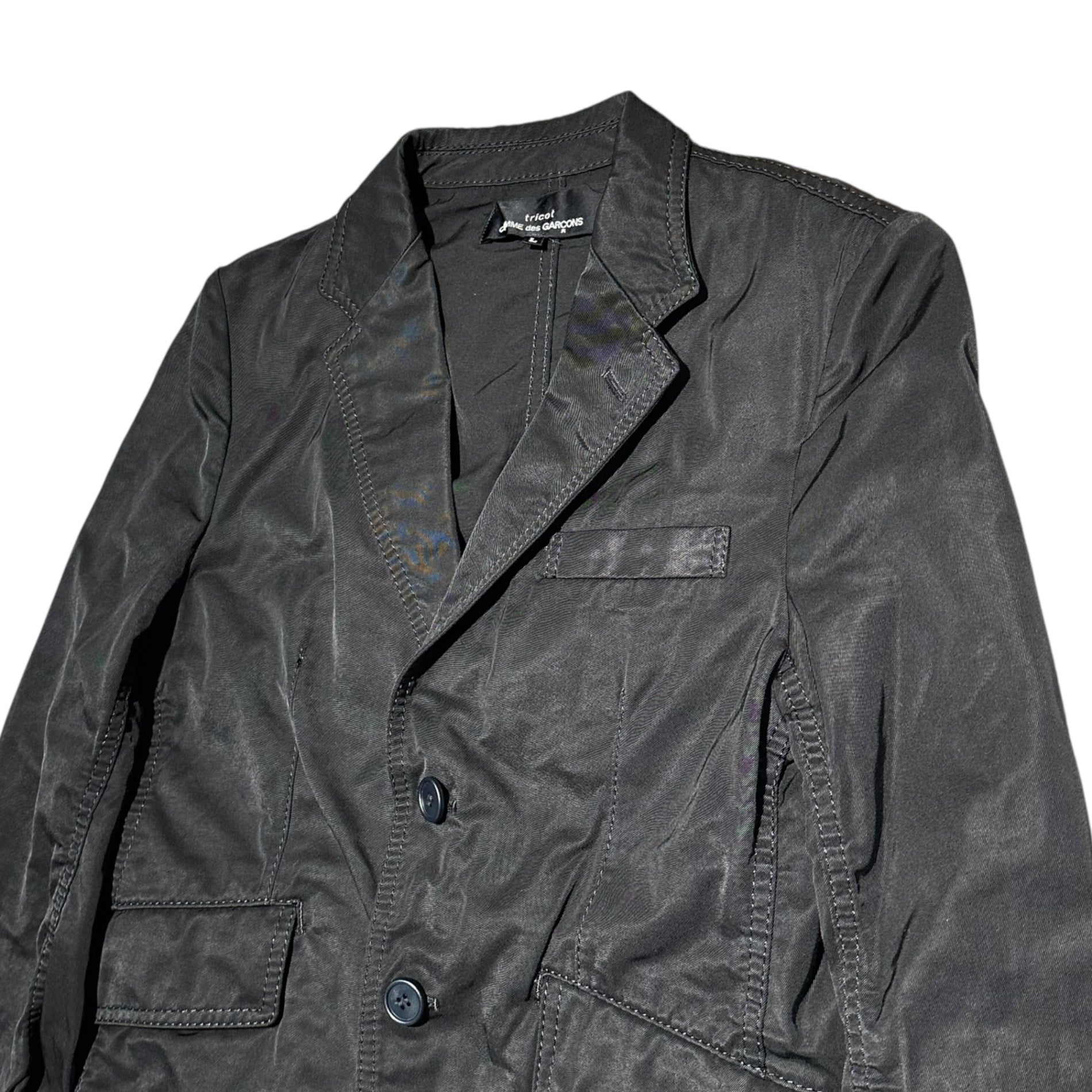 tricot COMME des GARCONS(トリココムデギャルソン) 10SS Cotton Nylon Cloth 2B Casual Jacket コットン ナイロン クロス カジュアル ジャケット TE-J007 L ブラック AD2009