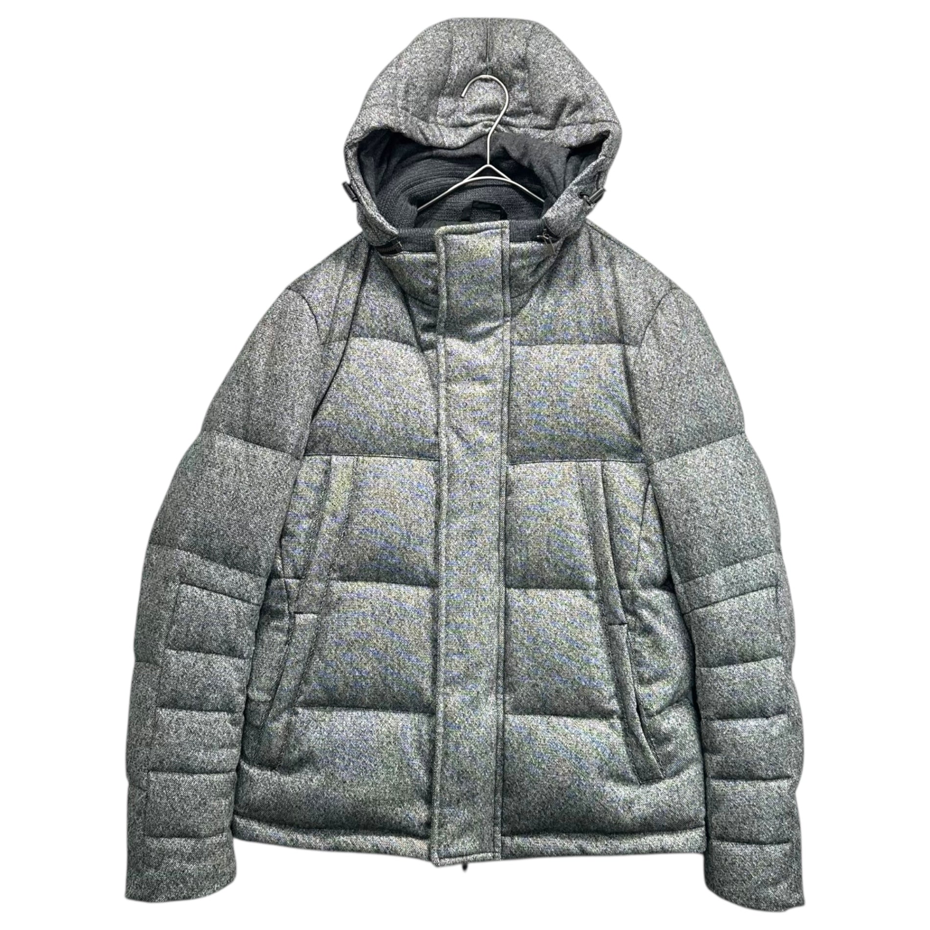 ck Calvin Klein(シーケーカルバンクライン) Tweed Hooded Down Jacket ツイード フーデッド ダウン ジャケット 381-5.CCC.CB.NW.0600 M グレー