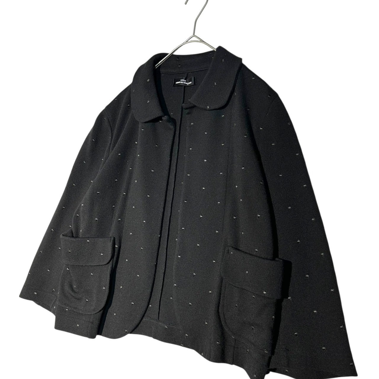 tricot COMME des GARCONS(トリココムデギャルソン) 09AW Short jacket with shawl collar and buttonless dot embroidery ショールカラー ドット刺繍 ボタンレス ショート ジャケット TD-T009 FREE ブラック AD2009