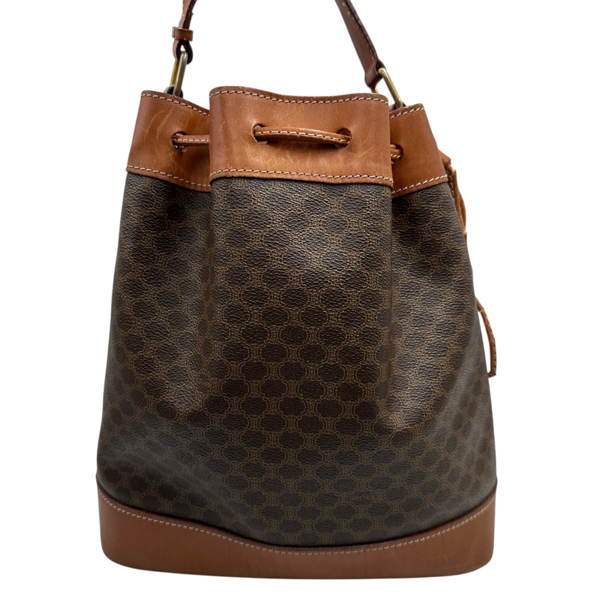 CELINE(セリーヌ) Macadam Drawstring Shoulder Bag マカダム柄 巾着 ショルダー バッグ ブラウン OLD ヴィンテージ