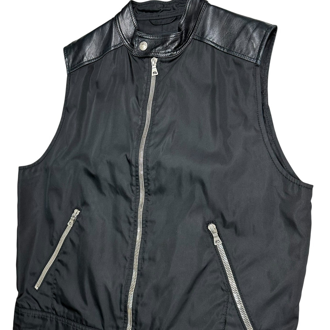 PRADA(プラダ) 1996 Archive Leather Nylon Docking Vest アーカイブ レザー ナイロン ドッキング ベスト M ブラック 90's 90年代
