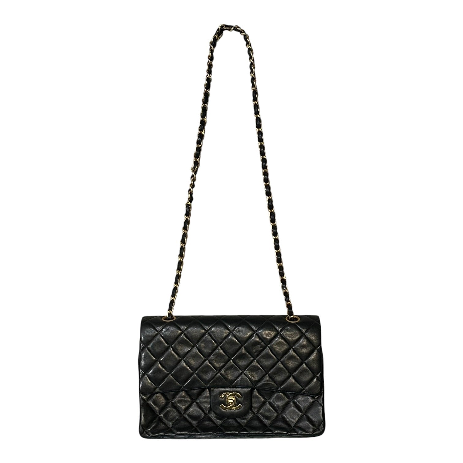 CHANEL(シャネル) 1992's Chanel Medium Classic Handbag マトラッセ 25 ラムスキン ダブルフラップ ブラック 90's 90年代 ヴィンテージ 200万番台 クラシック ハンドバッグ チェーン