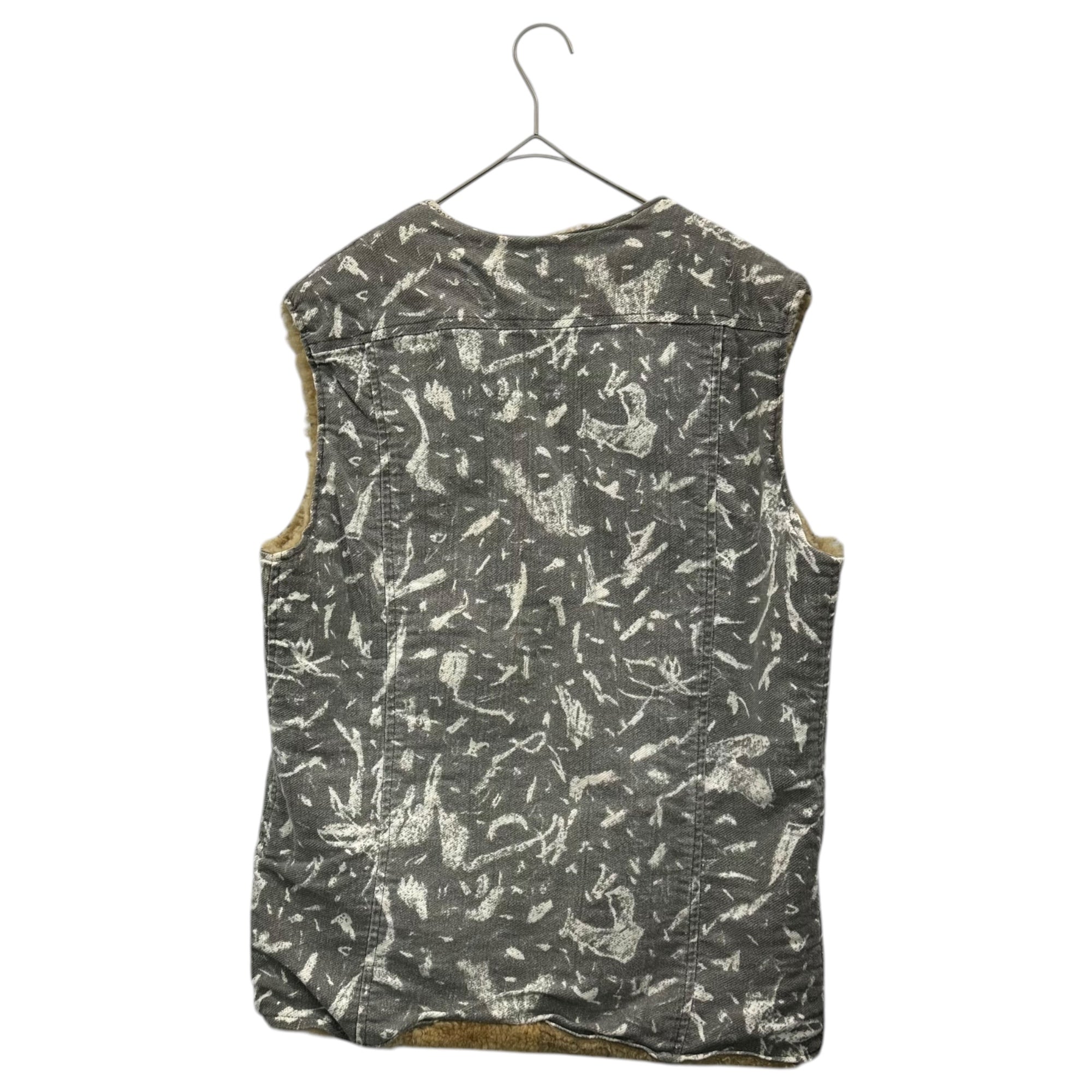 USED(ユーズド) Boa-lined Bleach Denim Vest 内ボア ブリーチ デニム ベスト グレー