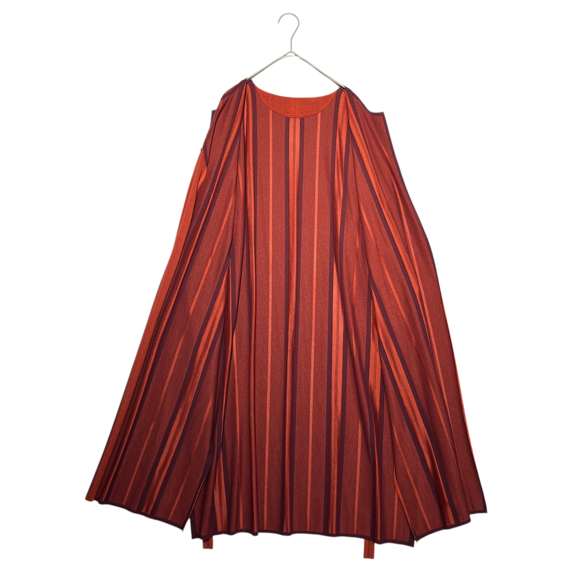 A-POC INSIDE PLEATS PLEASE ISSEY MIYAKE(エイポック インサイド プリーツプリーズ イッセイミヤケ) Thick stripe buttonless waist button cardigan wide pants setup 太ストライプ ボタンレス ウエストボタン カーディガン ワイドパンツ セットアップ TOP:PP93LA952 BOTTOM:PP93LF953 3(L程度) オレンジ