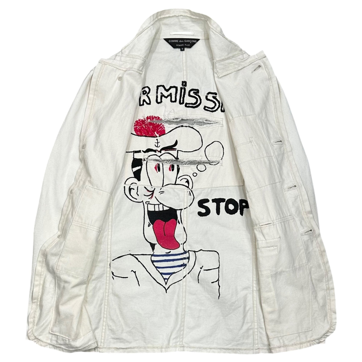 COMME des GARCONS HOMME PLUS(コムデギャルソンオムプリュス) 2004SS Inner-Printed Back Crash Jacket インナープリント バッククラッシュ ジャケット PM-J082 M アイボリー AD2003 00s