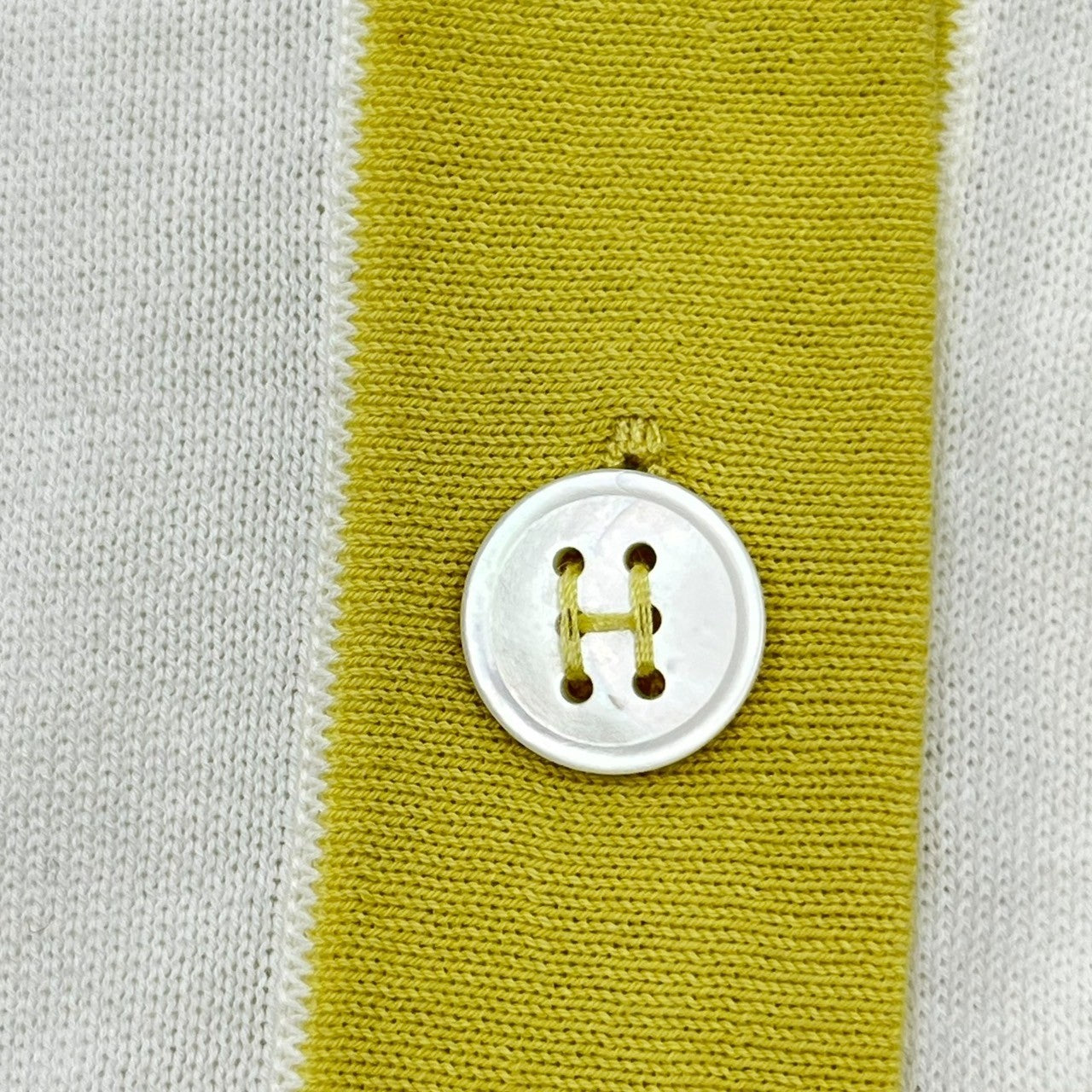 HERMES(エルメス) BY MARGIELA  bicolor cardigan マルジェラ期 バイカラー コットン カーディガン ME ホワイト×イエロー