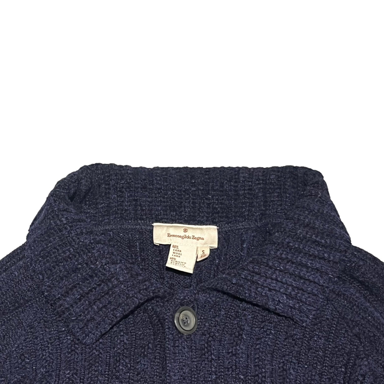 Ermenegildo Zegna(エルメネジルドゼニア) Wool knit jacket ウール ニット ジャケット カーディガン 48 S  ネイビー カバーオール 厚手