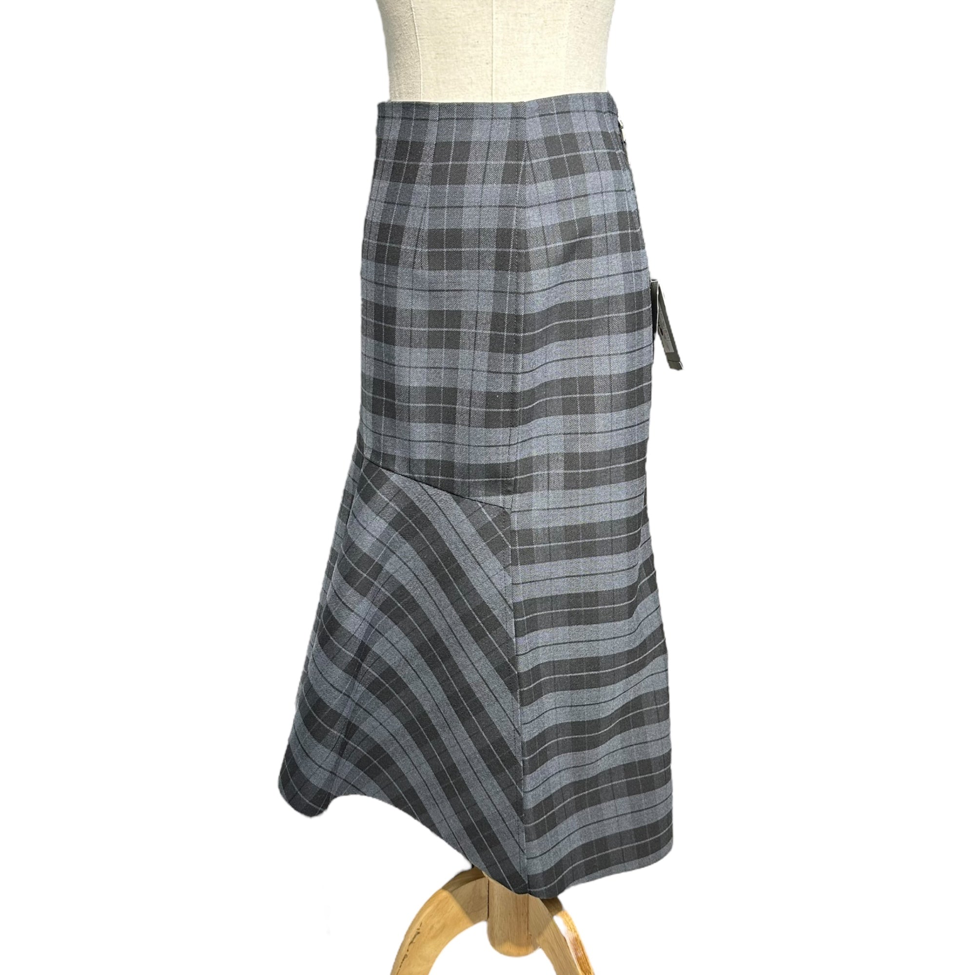 BALENCIAGA(バレンシアガ) 19SS plaid draping skirt チェック柄 立体裁断 スカート 34(XS) グレー×ブラック