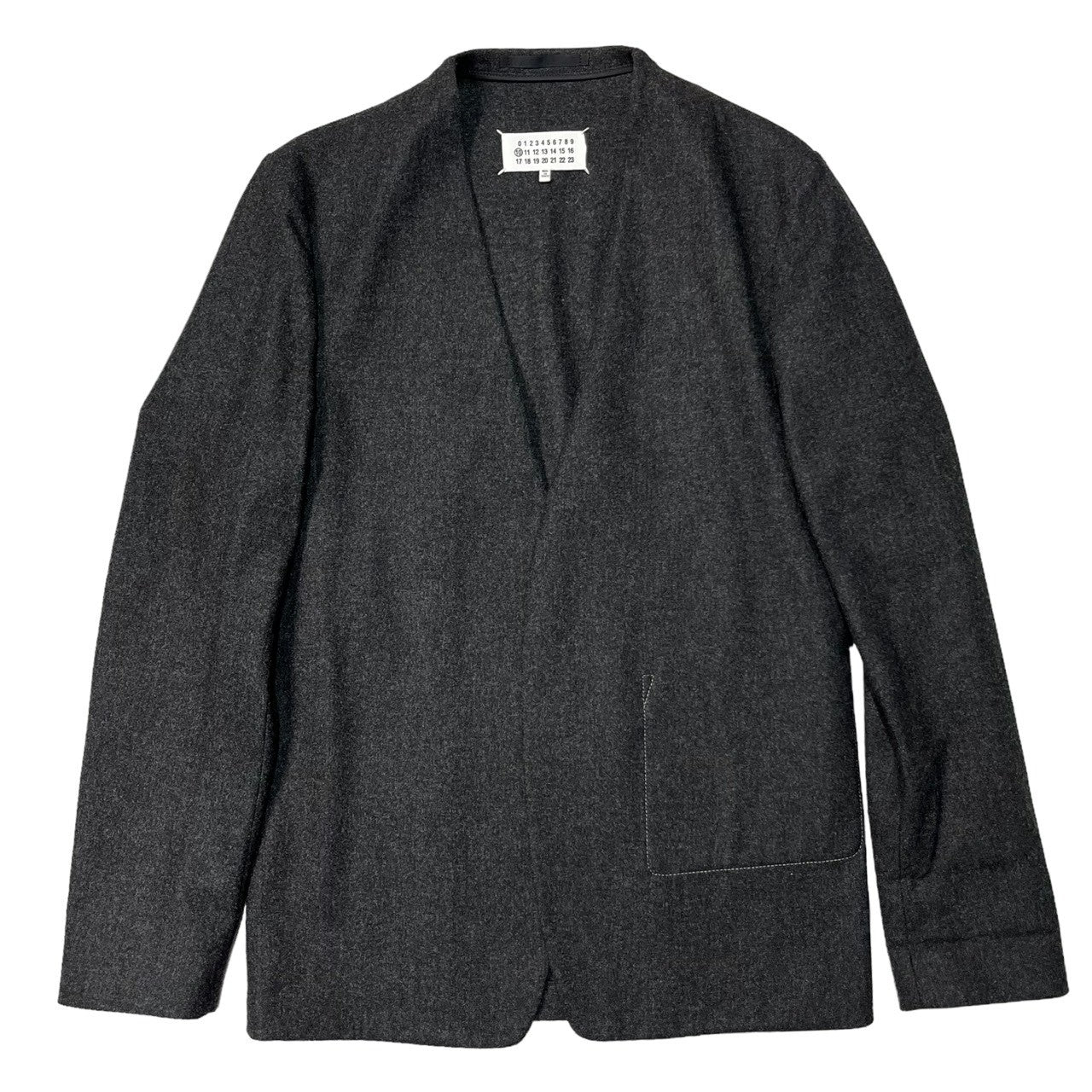 MAISON MARGIELA(メゾンマルジェラ) 19SS collarless jacket カラーレス ノーカラー ジャケット フランネルウール テーラード S50BN0392 44(S程度) Anthracitemelange ダークグレー ブラック系