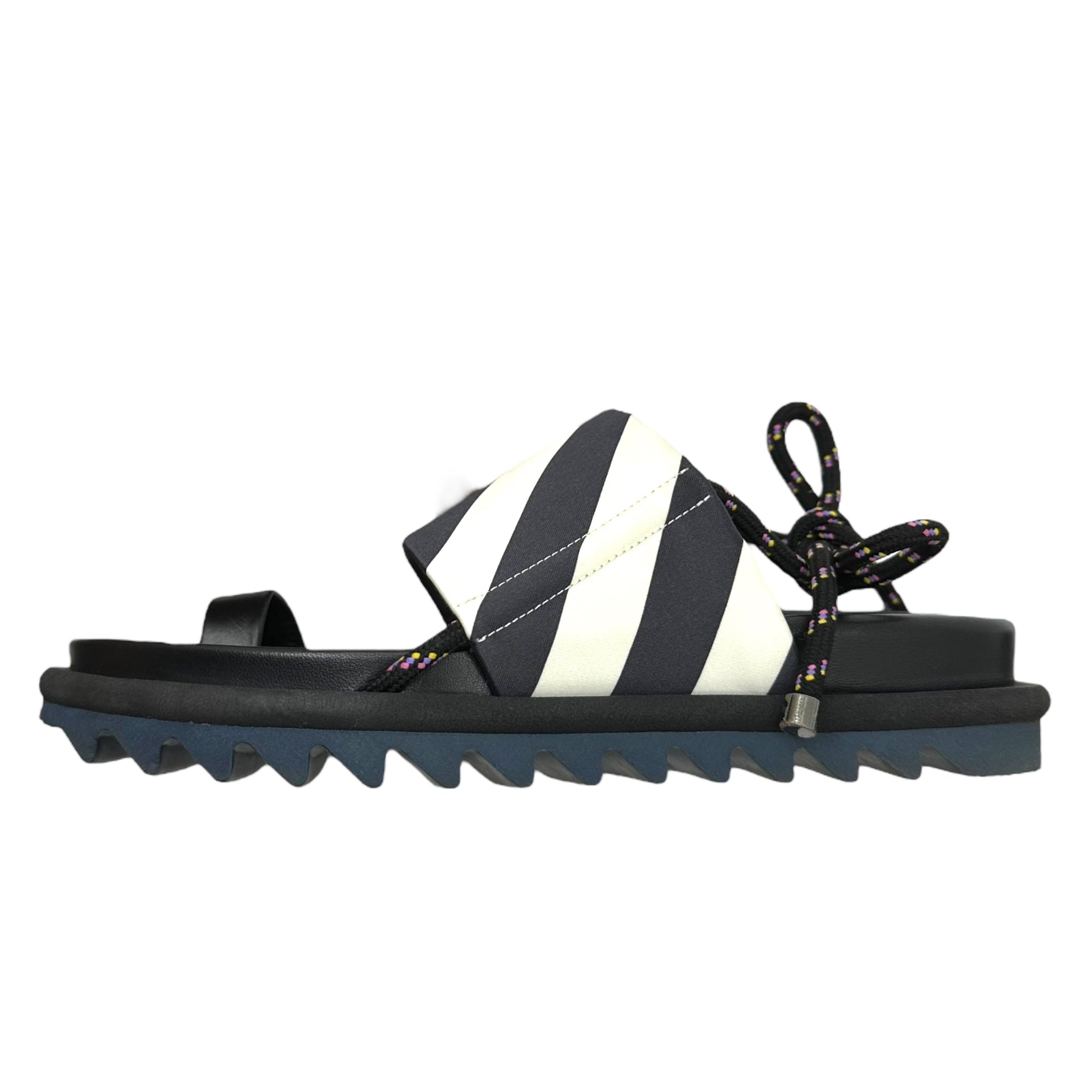 DRIES VAN NOTEN(ドリスヴァンノッテン) Heel Lace-Up Stripe Shark Sole Sports Sandal ヒール レースアップ ストライプ シャークソール スポーツ サンダル WS25/234 37(23.5cm程度) ブラック×ホワイト×ネイビー