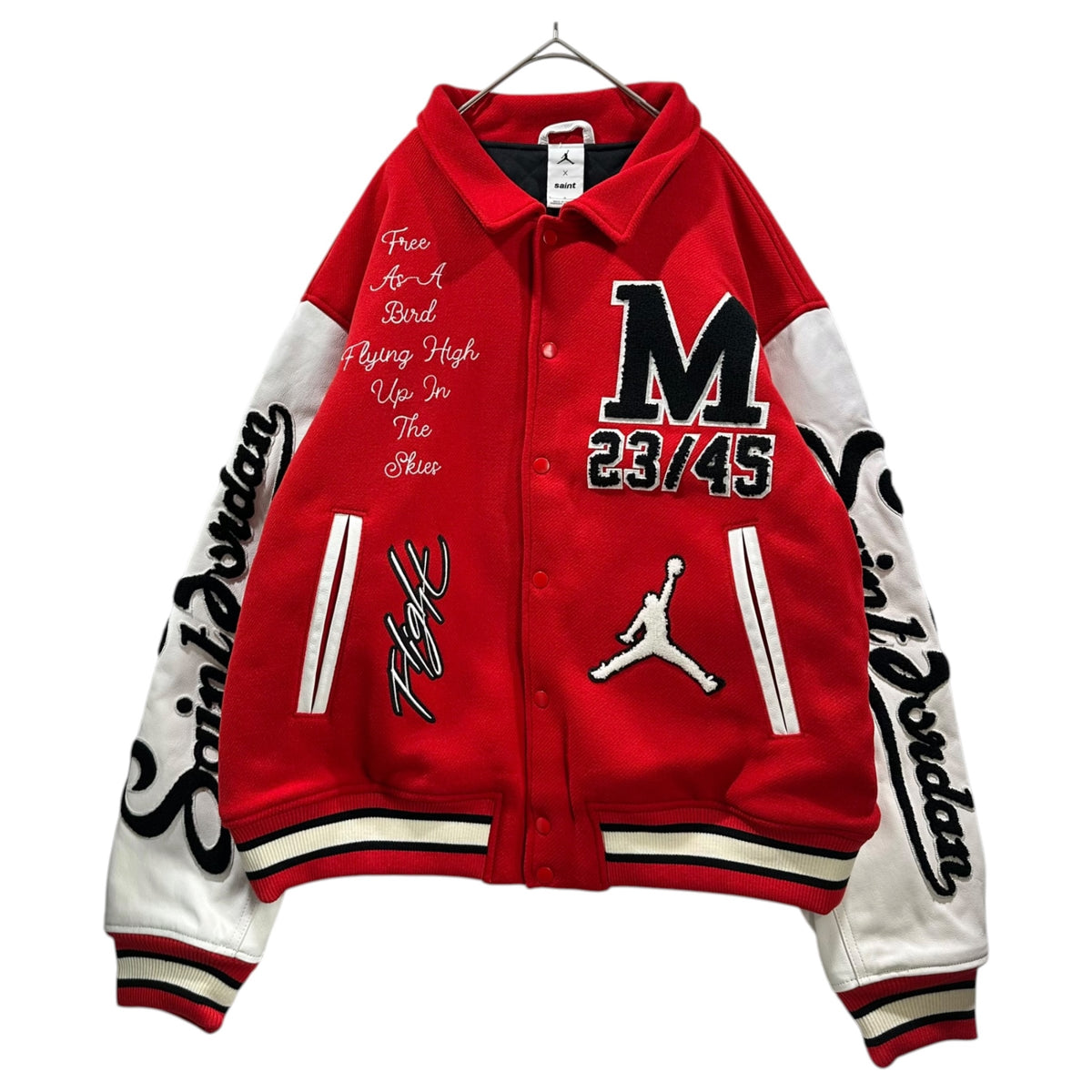 Nike Jordan x SAINT Mxxxxxx(ジョーダン × セントマイケル) 26SS M J SM Varsity Jacket Red/White マイケル ジョーダン ヴァーシティ ジャケット スタジャン SM-MK8-0000-J08 L レッド×ホワイト