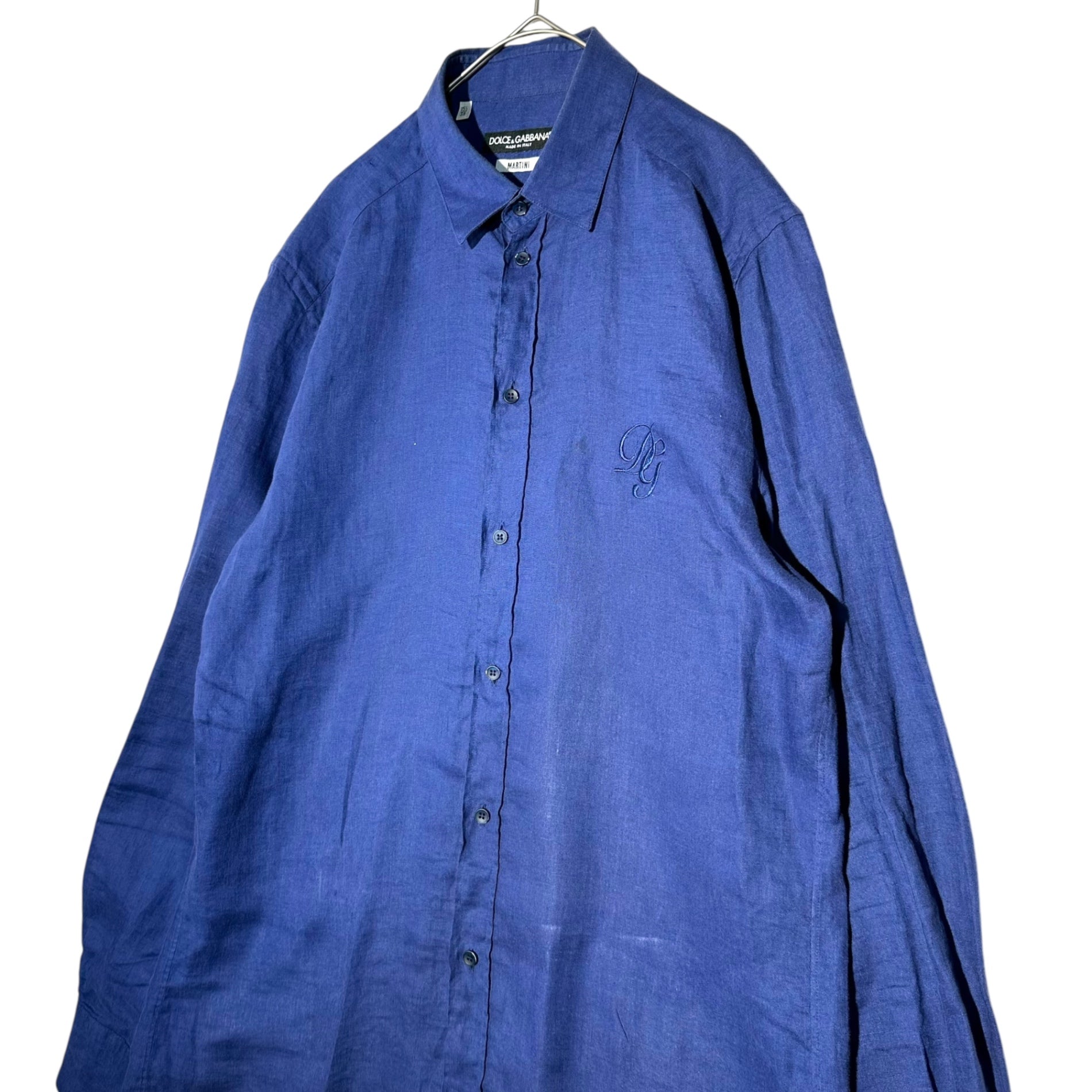 DOLCE&GABBANA(ドルチェ&ガッバーナドルガバ) MARTINI L/S Linen Shirt 長袖 リネン シャツ 39 1/2(M程度) ネイビー