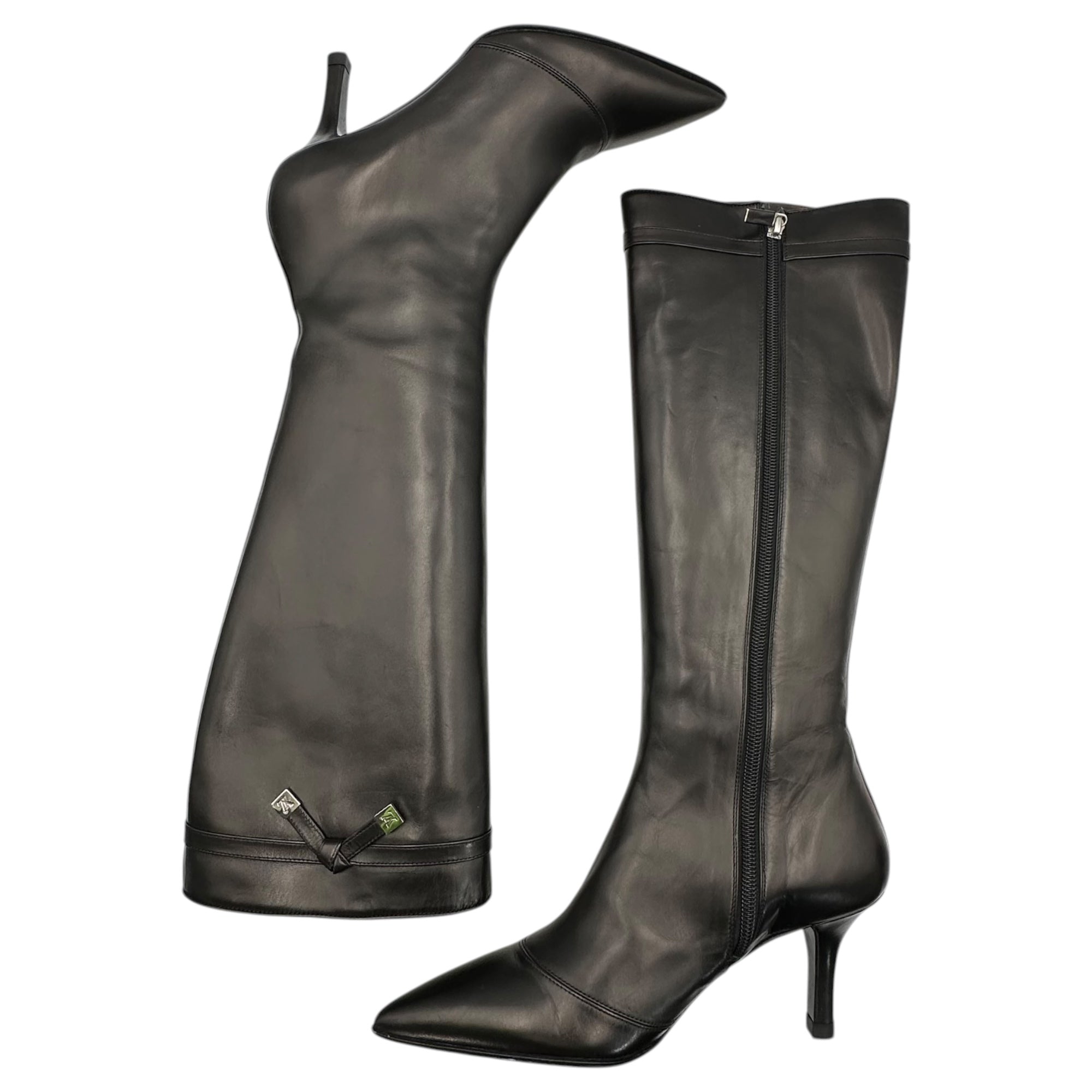 LOUIS VUITTON(ルイヴィトン) Pointed-toe Long Boots ポインテッドトゥ ロング ブーツ 36(23cm程度) ブラック AR0063 ピンヒール