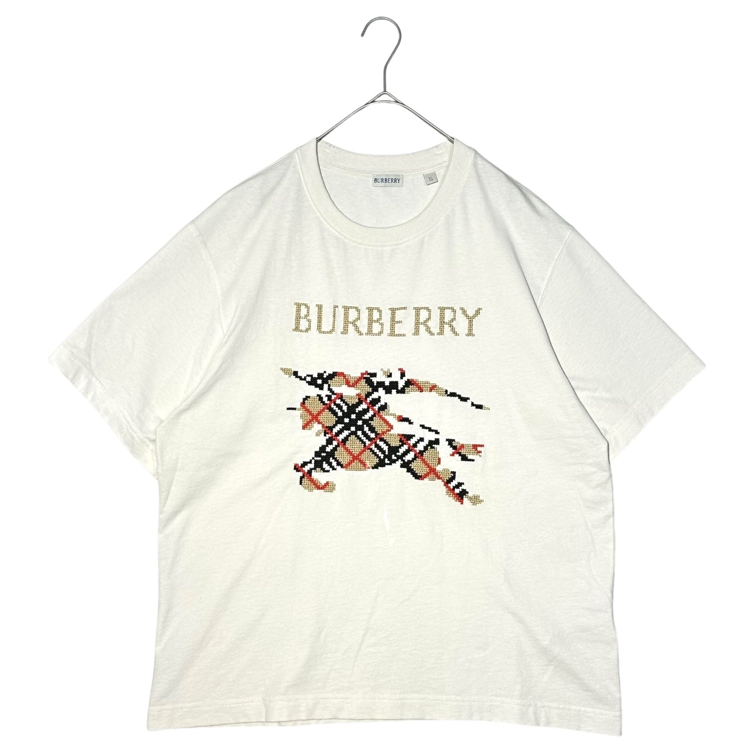 BURBERRY(バーバリー) Cross Stitch EKD Cotton T-Shirt クロス ステッチ EKD コットン Tシャツ XL ホワイト
