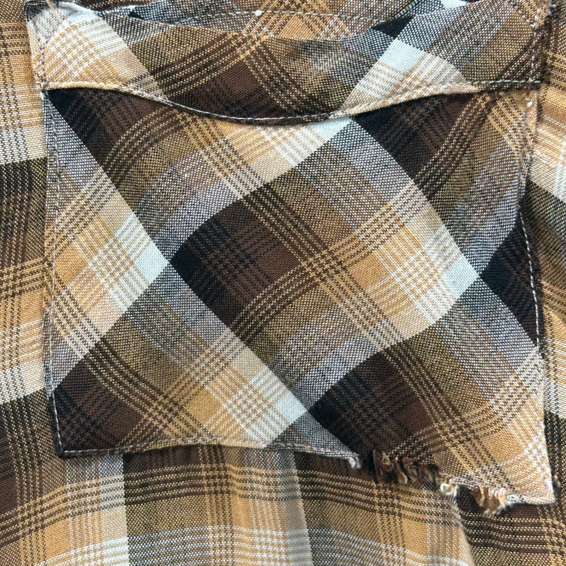 PILGRIM(ピルグリム) 60's THUNDERBIRD Ombre Check Rayon Open-Collar Shirt オンブレ チェック レーヨン オープンカラー シャツ M ブラウン 60年代 開襟