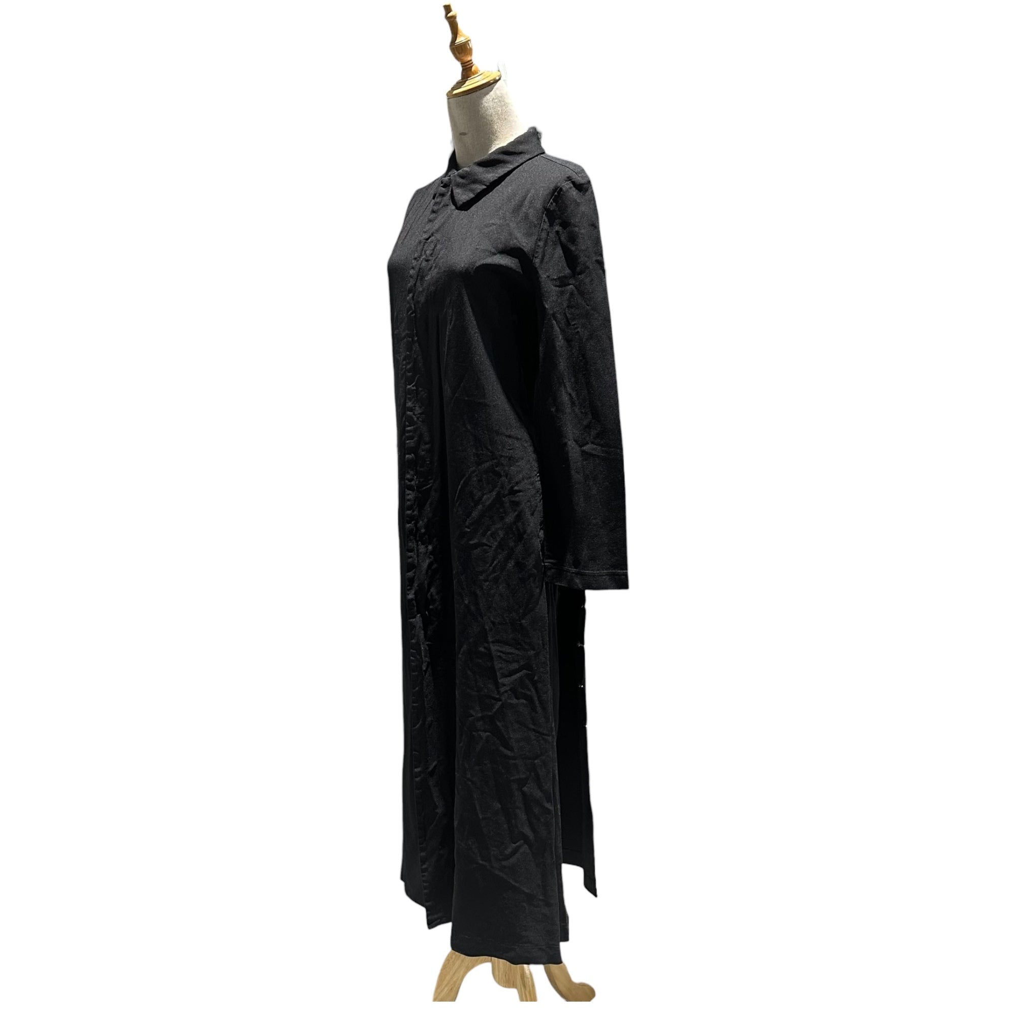 COMME des GARCONS COMME des GARCONS(コムデギャルソンコムデギャルソン) 20SS Product-dyed polyester felted side slit & hook button long shirt dress 製品染め ポリエステル 縮絨 サイド スリット ＆ フックボタン ロング シャツ ワンピース RE-O015 M ブラック AD2019