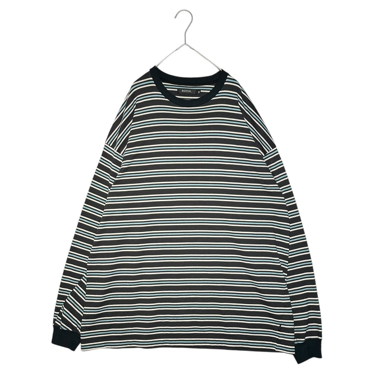 ROTOL(ロトル) 24SS WIDE TWIST LONG SLEEVE TEE BORDER ワイド ツイスト 長袖 Tシャツ ボーダー R24SCHD22NGT 3 ブラック×ブルー