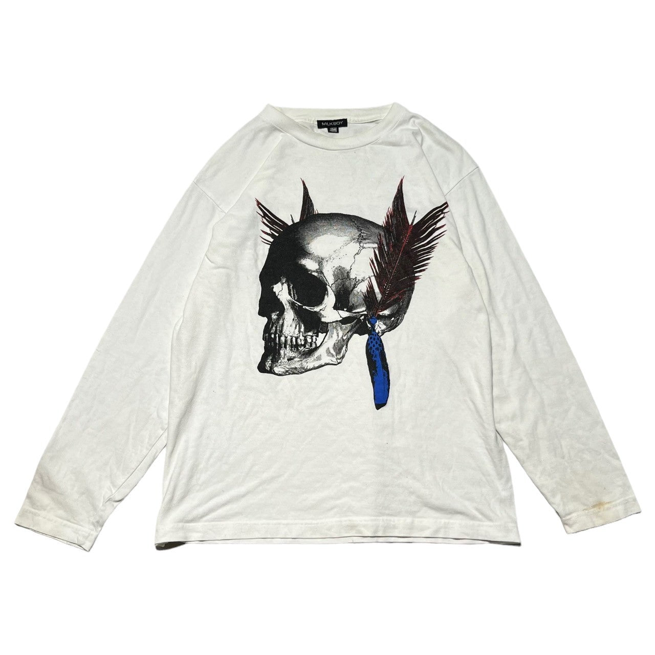 MILKBOY(ミルクボーイ) 90's Indian skull long sleeve t-shirt インディアンスカル 長袖Tシャツ 90年代 M ホワイト