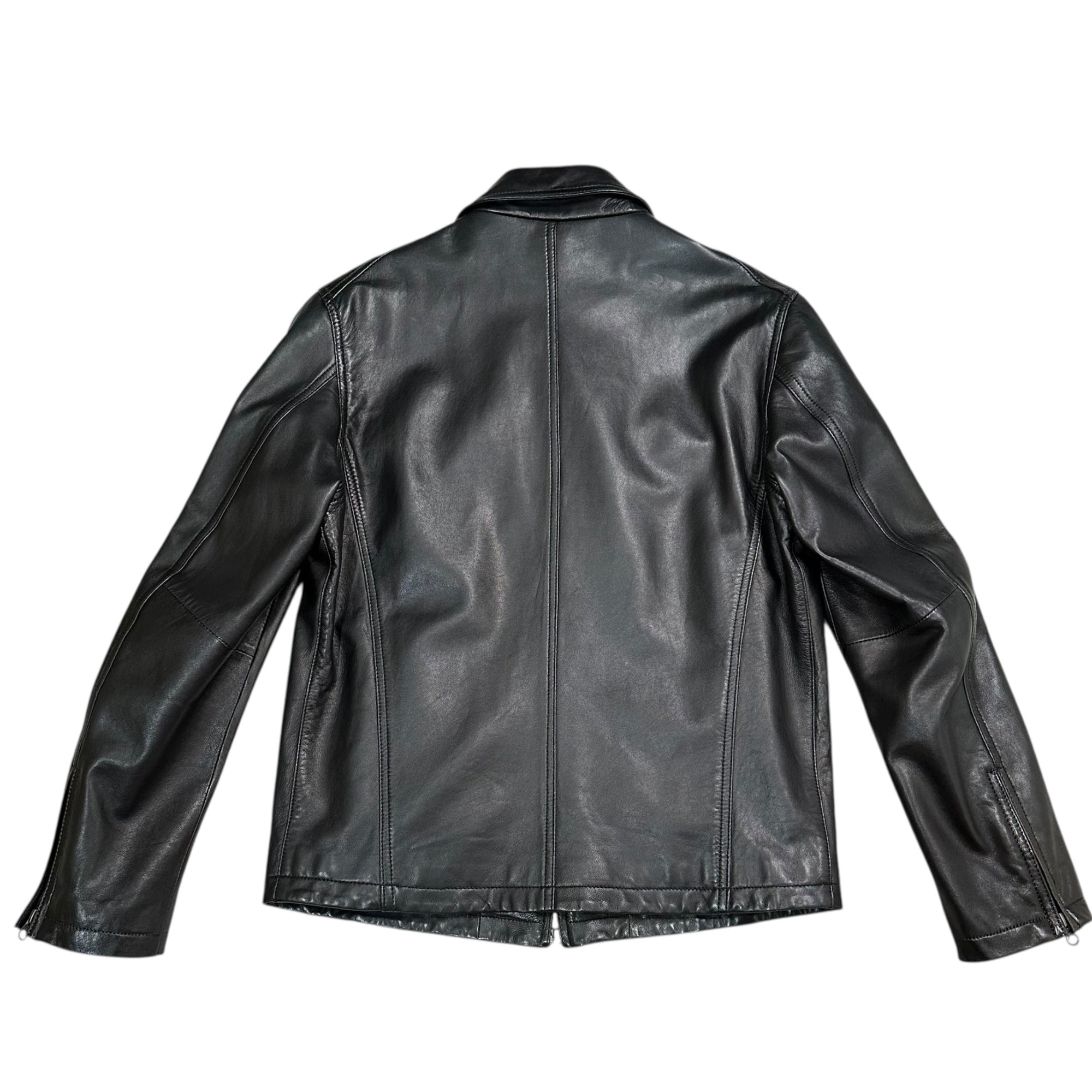 THe(ティー) Flap pockets zip-up lamb leather jacket フラップ ポケット ジップアップ ラムレザー ジャケット 50(L) ブラック