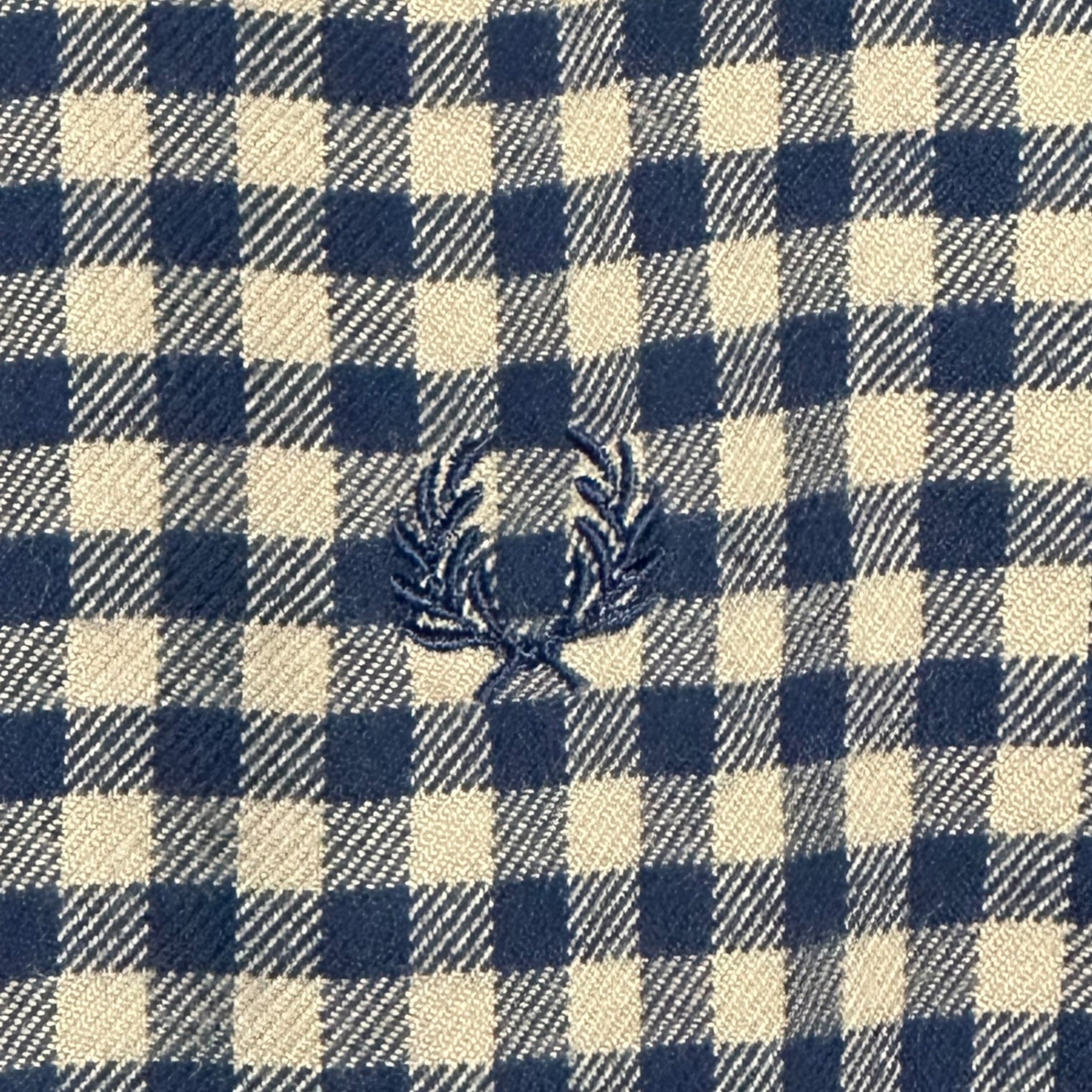FRED PERRY(フレッドペリー) Gingham Check L/S Cotton Flannel Shirt ギンガムチェック 長袖 コットン フランネルシャツ F4448 L ベージュ×ネイビー