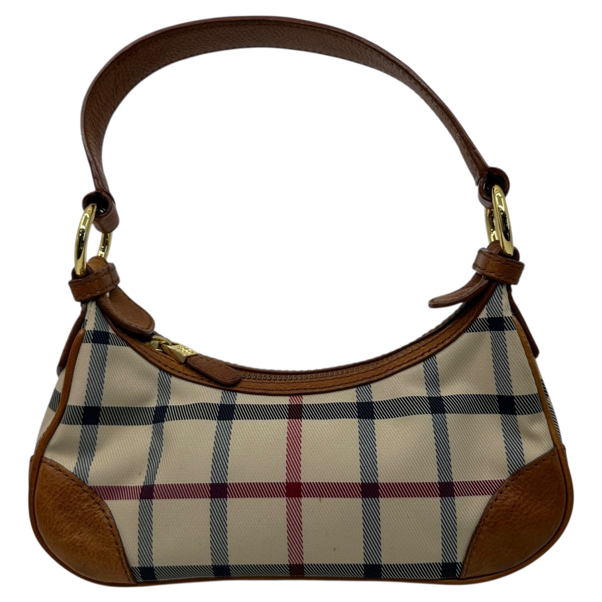 BROOKS BROTHERS(ブルックスブラザーズ) Canvas Leather Check One-Shoulder Bag キャンバス レザー チェック ワンショルダー バッグ ベージュ×ブラウン ハンド アクセサリー ポーチ