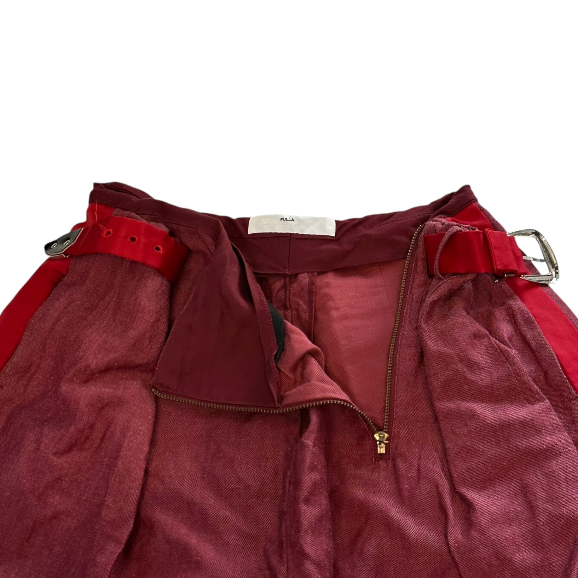 TOGA PULLA(トーガプルラ) 19SS Belted Chambray Wool Pants ベルテッド シャンブレー ウール パンツ TP91-FF231 34(XS程度) レッド