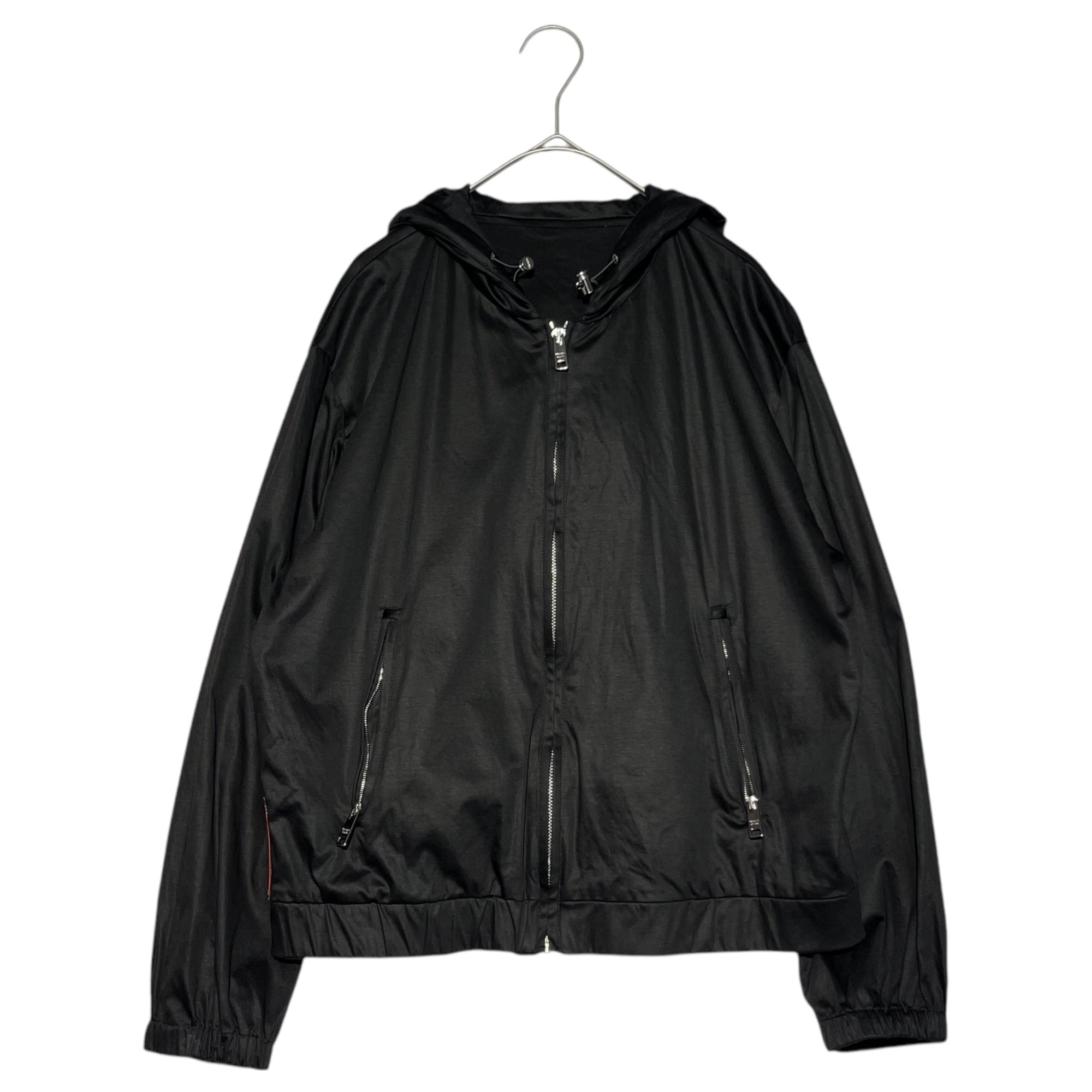 PRADA(プラダ) Sport logo nylon rayon zip hoodie スポーツ ロゴ ナイロン レーヨン ジップ パーカー 138451 44(L～XL程度) ブラック×レッド ジャケット