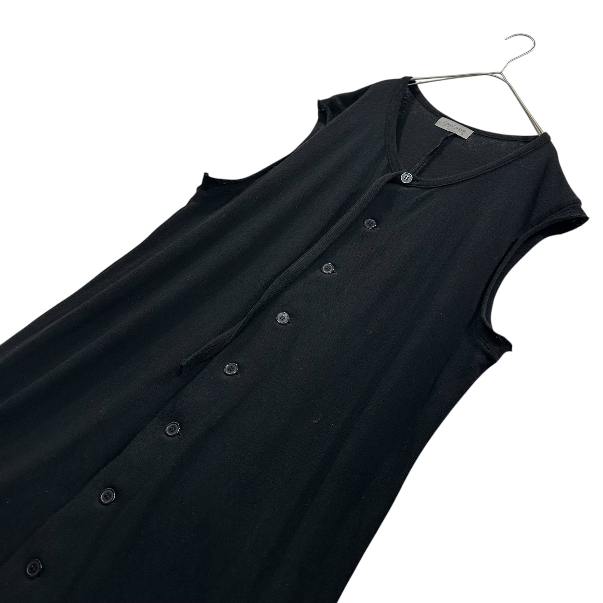 YOHJI YAMAMOTO POUR HOMME(ヨウジヤマモトプールオム) 25SS 10/-BD GAUZE SINGLE JERSEY SLEEVELESS LONG CARDIGAN ガーゼ 天竺 ロング ベスト ノースリーブ カーディガン CL-V02-100 3(L程度) ブラック