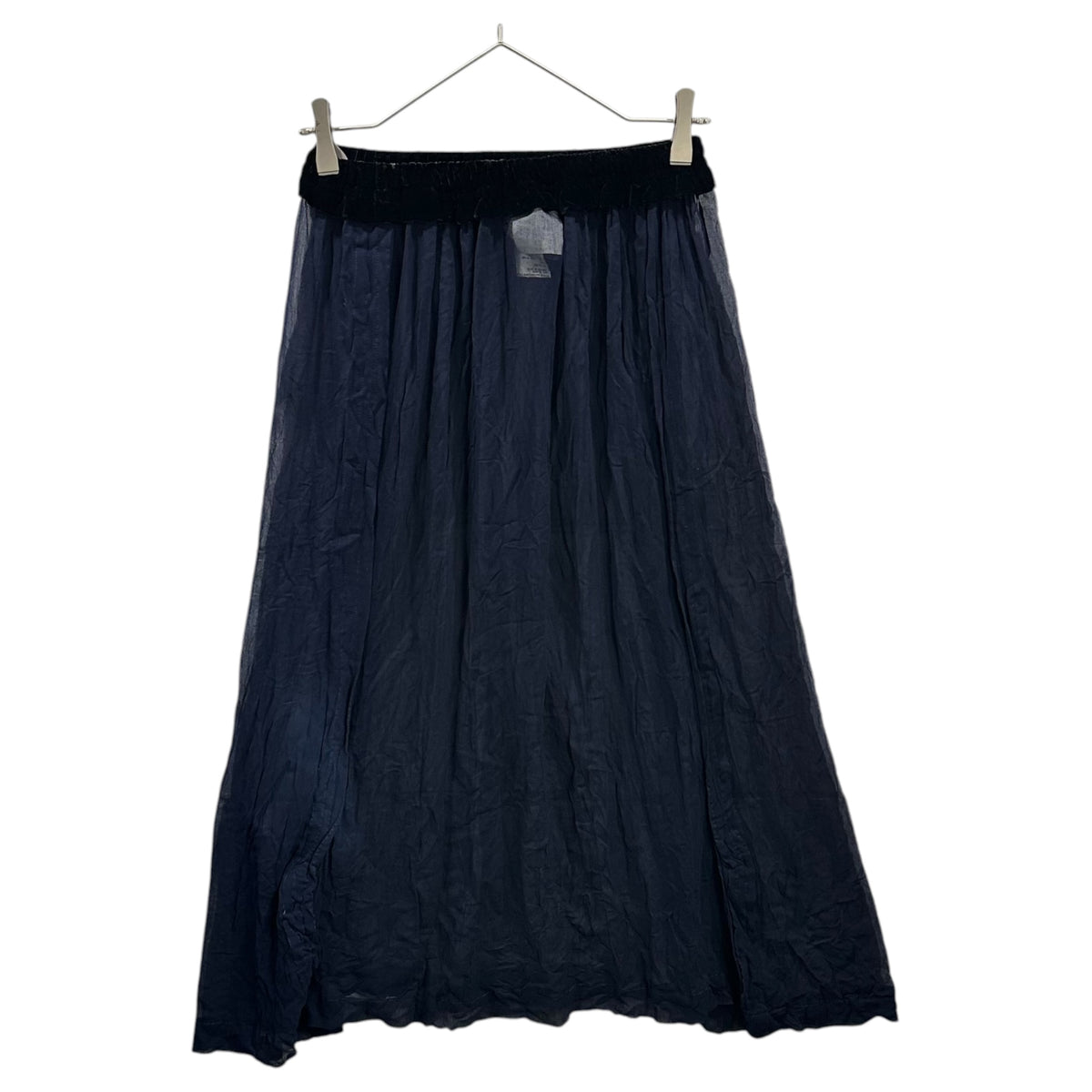 robe de chambre COMME des GARCONS(ローブドシャンブルコムデギャルソン) 1998AW Velvet-Waist Sheer Rayon Skirt ベルベット ウエスト シアー レーヨン スカート RS-100360 FREE ネイビー AD1998 90s アーカイブ
