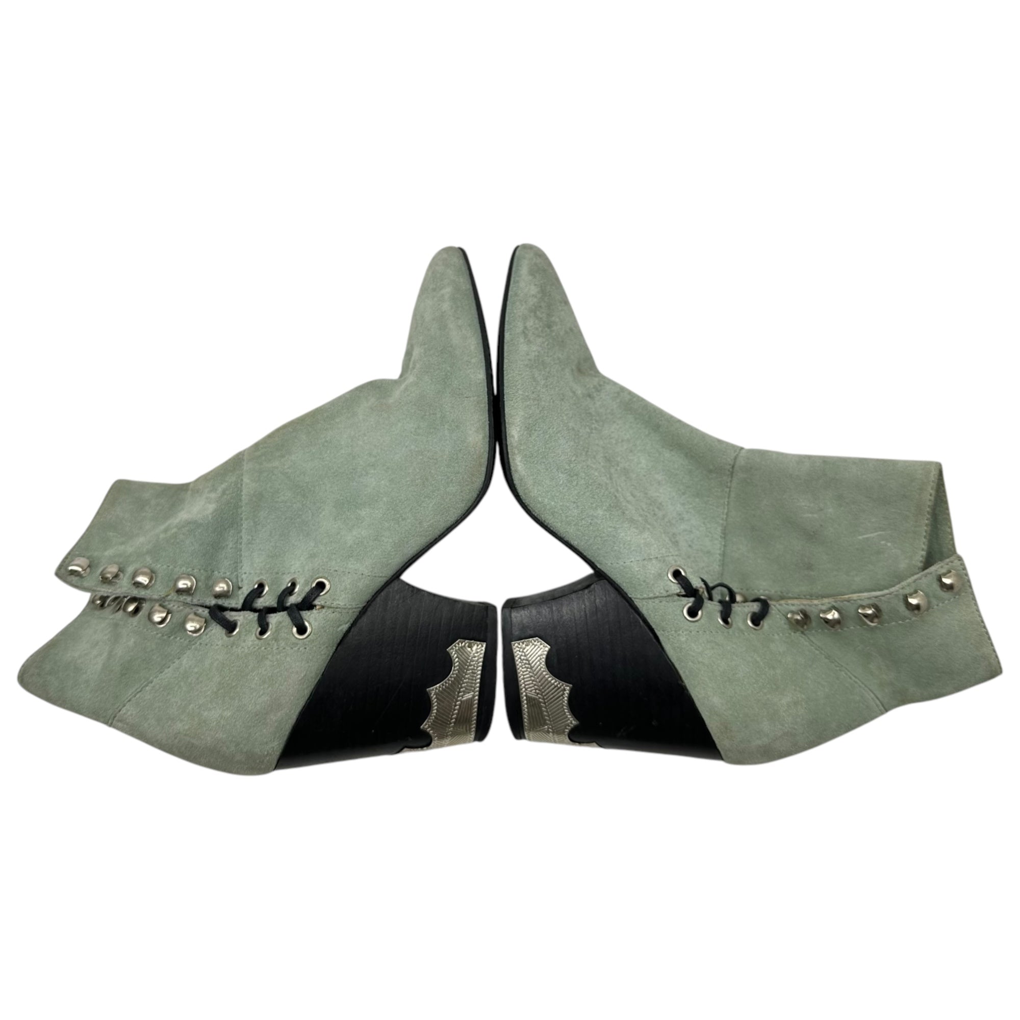 TOGA PULLA(トーガプルラ) western suede lace-up boots ウエスタン スウェード レザー レースアップ ブーツ 37(23.5cm) ミント グリーン ヒール