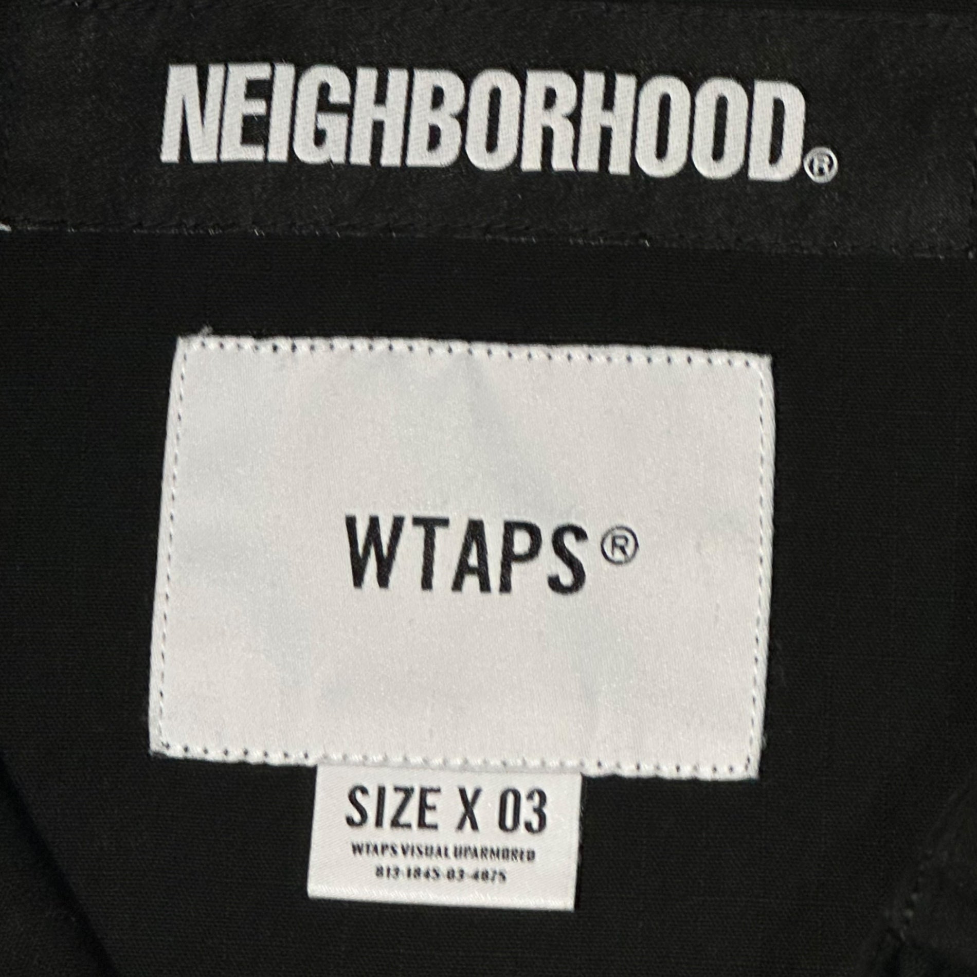 WTAPS×NEIGHBORHOOD(ダブルタップス×ネイバーフッド) 19AW JUNGLE LS SHIRT ジャングル LS シャツ 192WVNHD-SHM01S 03 ブラック ミリタリー ジャケット コラボ クロスボーン