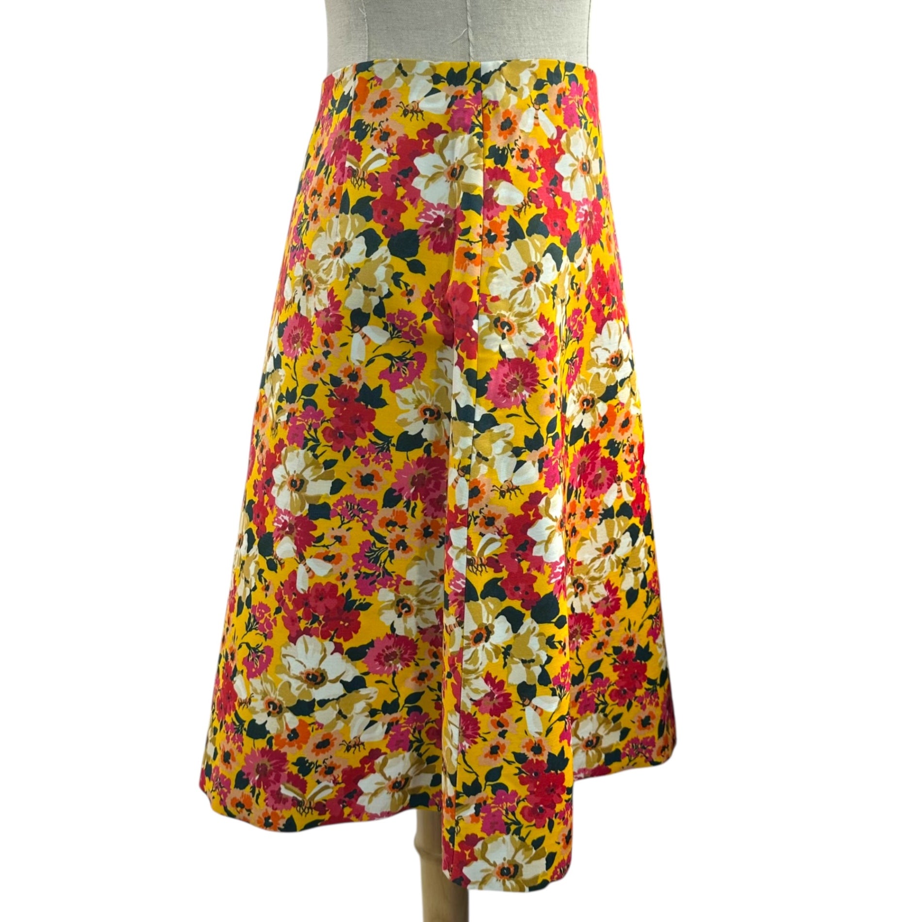 GUCCI(グッチ) 18SS Floral Print Flared Knee-Length Skirt 花柄 フレア ひざ丈 スカート 40 イエロー×ピンク Aライン