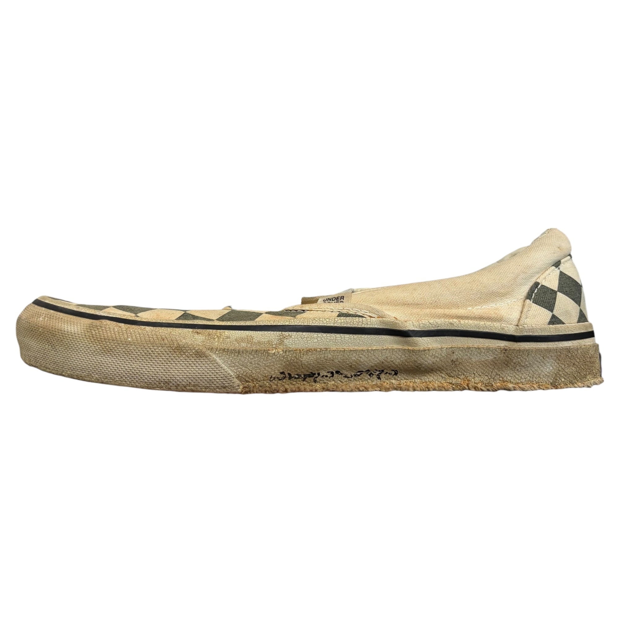 UNDERCOVER×VANS(アンダーカバー×バンズ) 01SS "CHAOTIC DISCORD" SLIP-ON CHK ケーオティック ディスコード 期スリッポン V98-J669 28cm ホワイト スニーカー チェッカーフラッグ