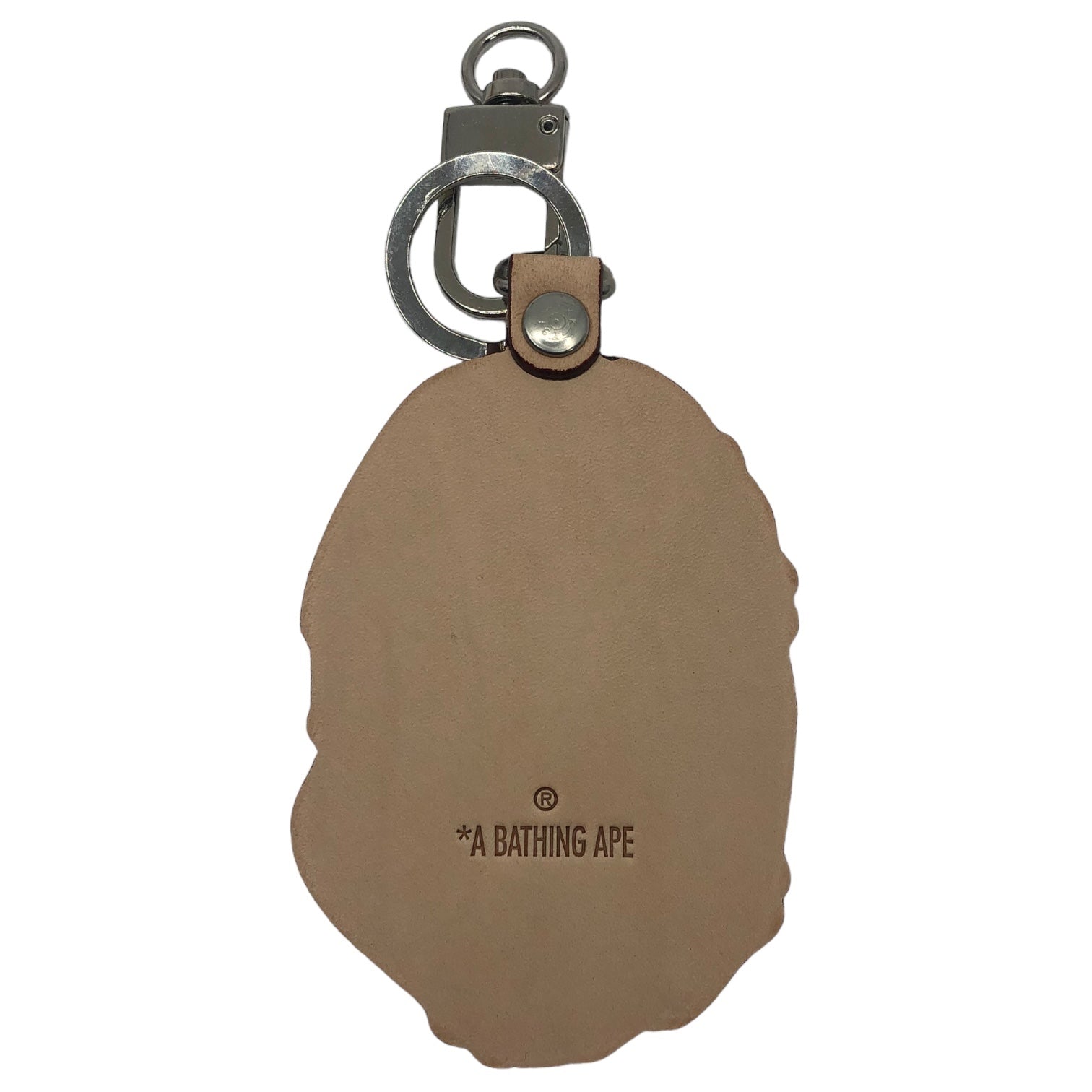 A BATHING APE(アベイシングエイプ) 00's APE face leather keychain エイプ フェイス レザー キーホルダー ヌメ革 デッドストック アーカイブ