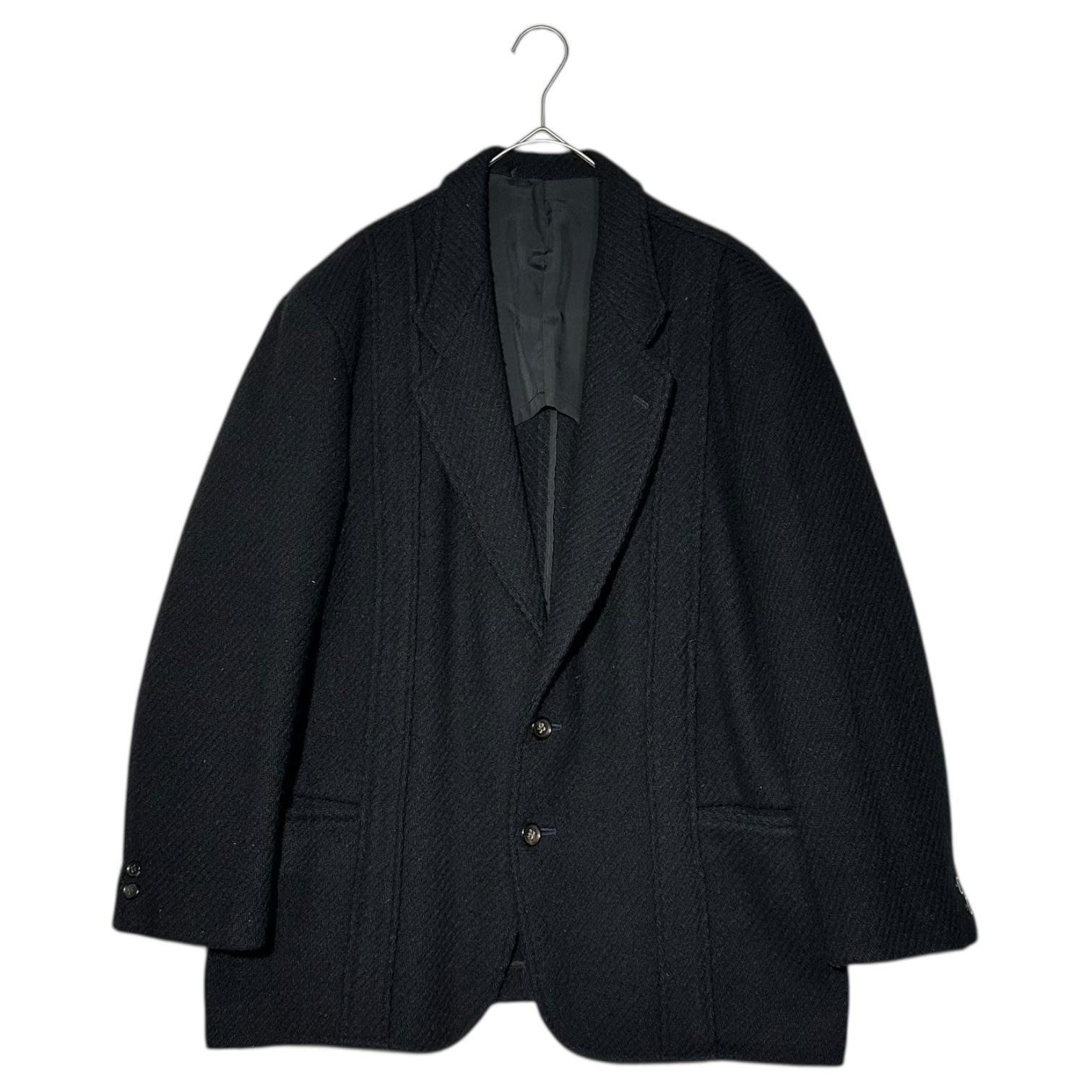 COMME des GARCONS HOMME(コムデギャルソンオム) 70's~80's Wool 2B Tailored Jacket デカオム ウール 2B テーラード ジャケット HJ-08015 S ブラック×ネイビー 70年代～80年代 アーカイブ