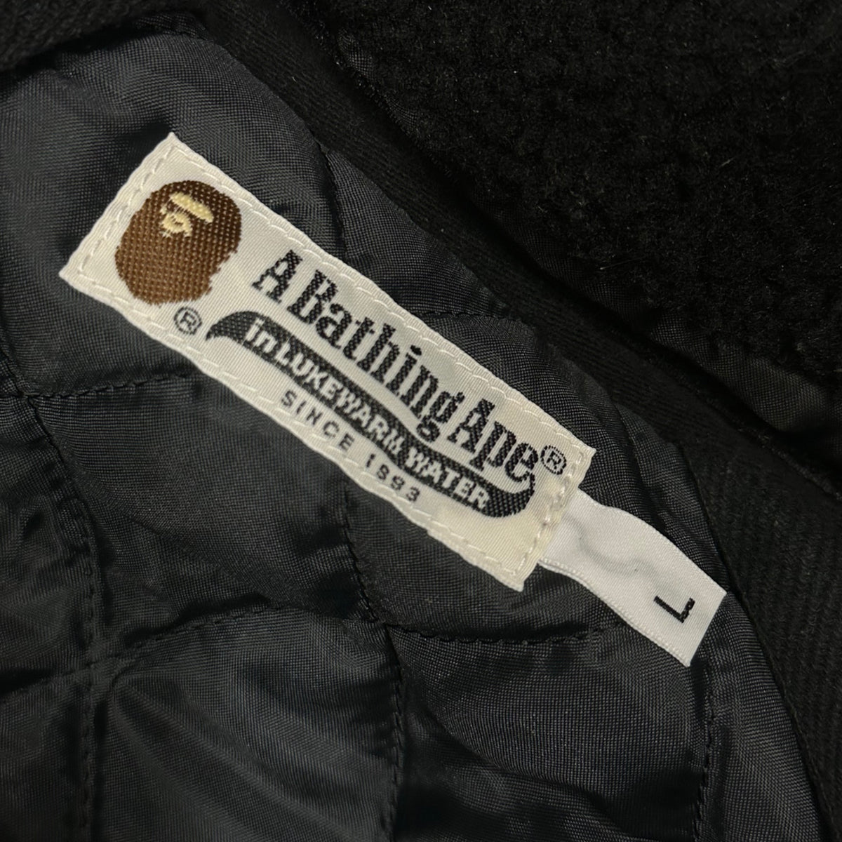 A BATHING APE(アベイシングエイプ) Shearling collar flight jacket 襟ボア フライト ジャケット L ブラック