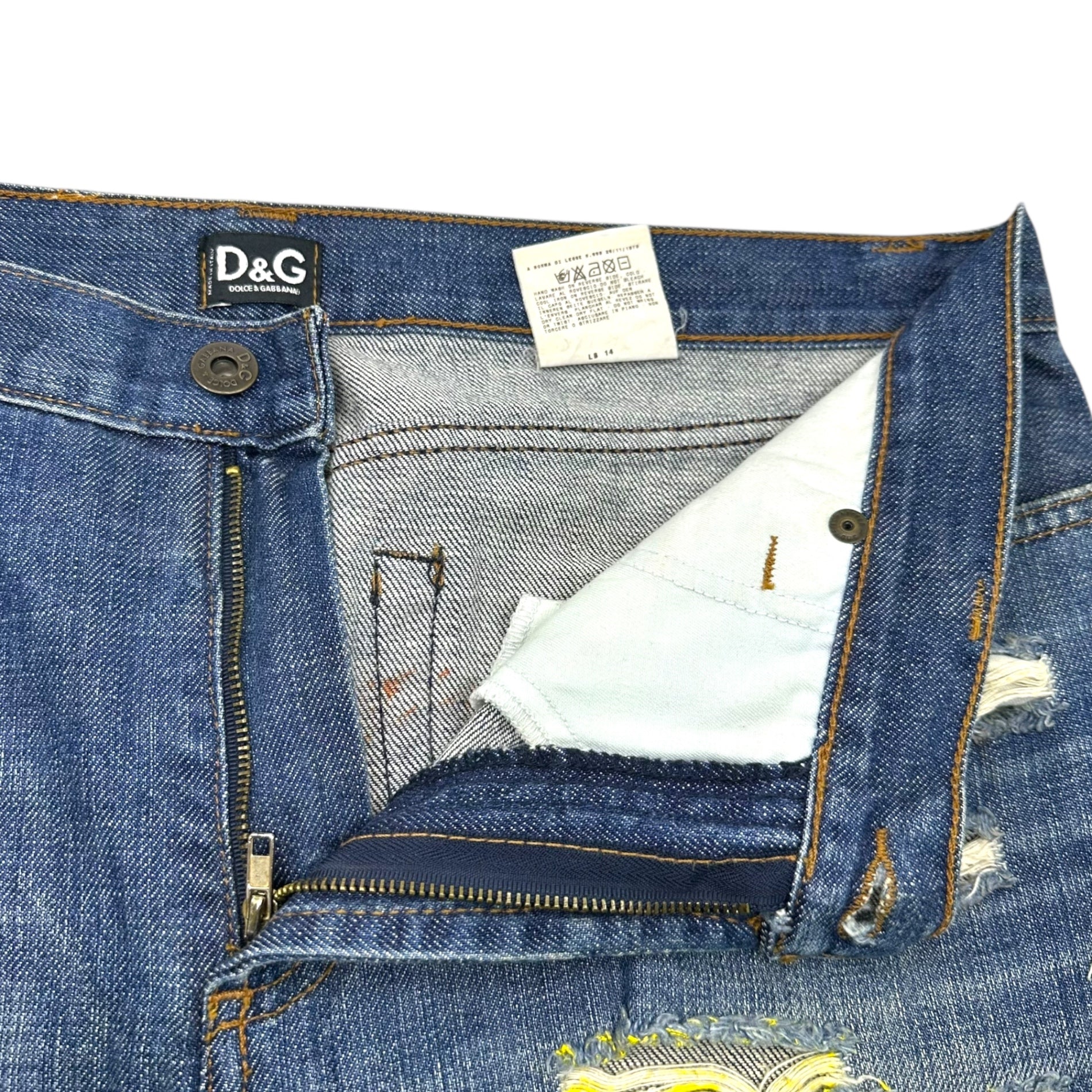 D&G(ディー&ジードルガバドルチェ&ガッバーナ) Distressed Denim Pants  ダメージ加工 デストロイ デニム パンツ  34 インディゴ