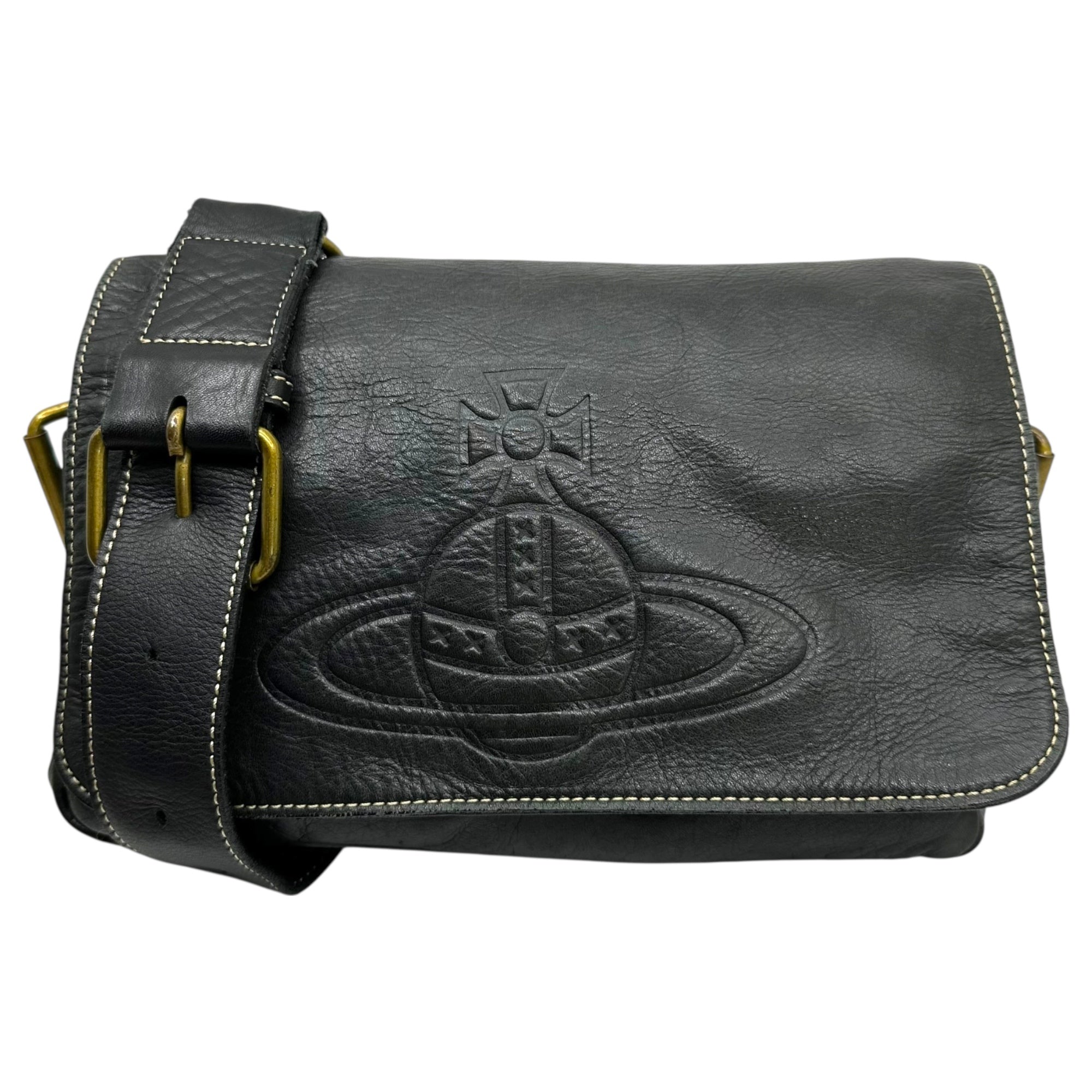 Vivienne Westwood ACCESSORIES(ヴィヴィアンウエストウッドアクセサリー) Orb Logo Leather Harness Shoulder Bag オーブ ロゴ レザー ハーネス ショルダー バッグ ブラック