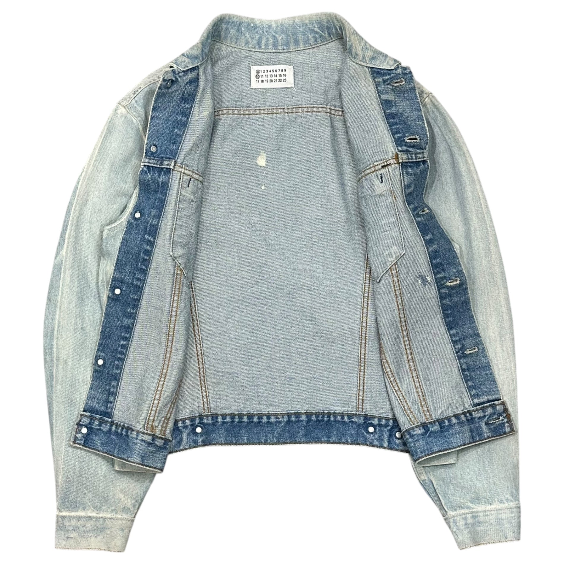 Maison Martin Margiela(メゾン マルタンマルジェラ) 2003SS Artisanal Waxed Denim Jacket アーティザナル ワックス デニム ジャケット 611B007002 M(XL程度) ライトインディゴ 00's ペンキ アーカイブ