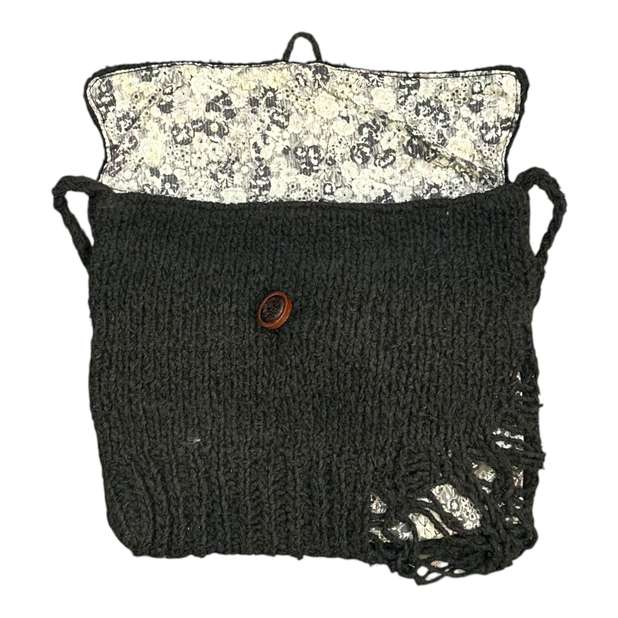 NUMBER (N)INE(ナンバーナイン) 2003SS ‘‘TOUCH ME I'M SICK‘‘ Grunge Knit Shoulder Bag グランジ ニット ショルダーバッグ カート期 ブラック 00's Archive アーカイブ