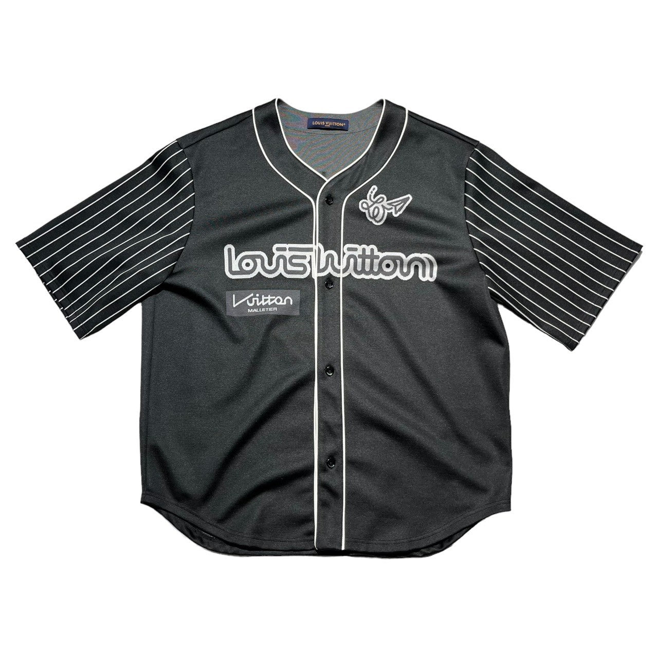 LOUIS VUITTON(ルイヴィトン) 23SS baseball shirt ベースボール シャツ RM231 YN1 HOS83W XL  ブラック ロゴ ナンバリング ストレッチ ジャージー 半袖