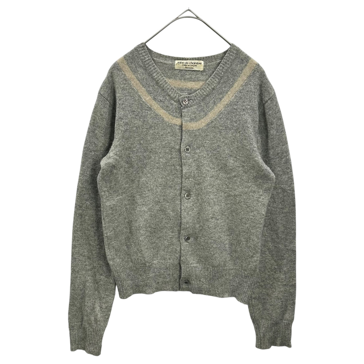 robe de chambre COMME des GARCONS(ローブドシャンブルコムデギャルソン) 1997AW Wool Cardigan with Collar Line 襟ライン ウール カーディガン RN-040020 FREE グレー AD1997