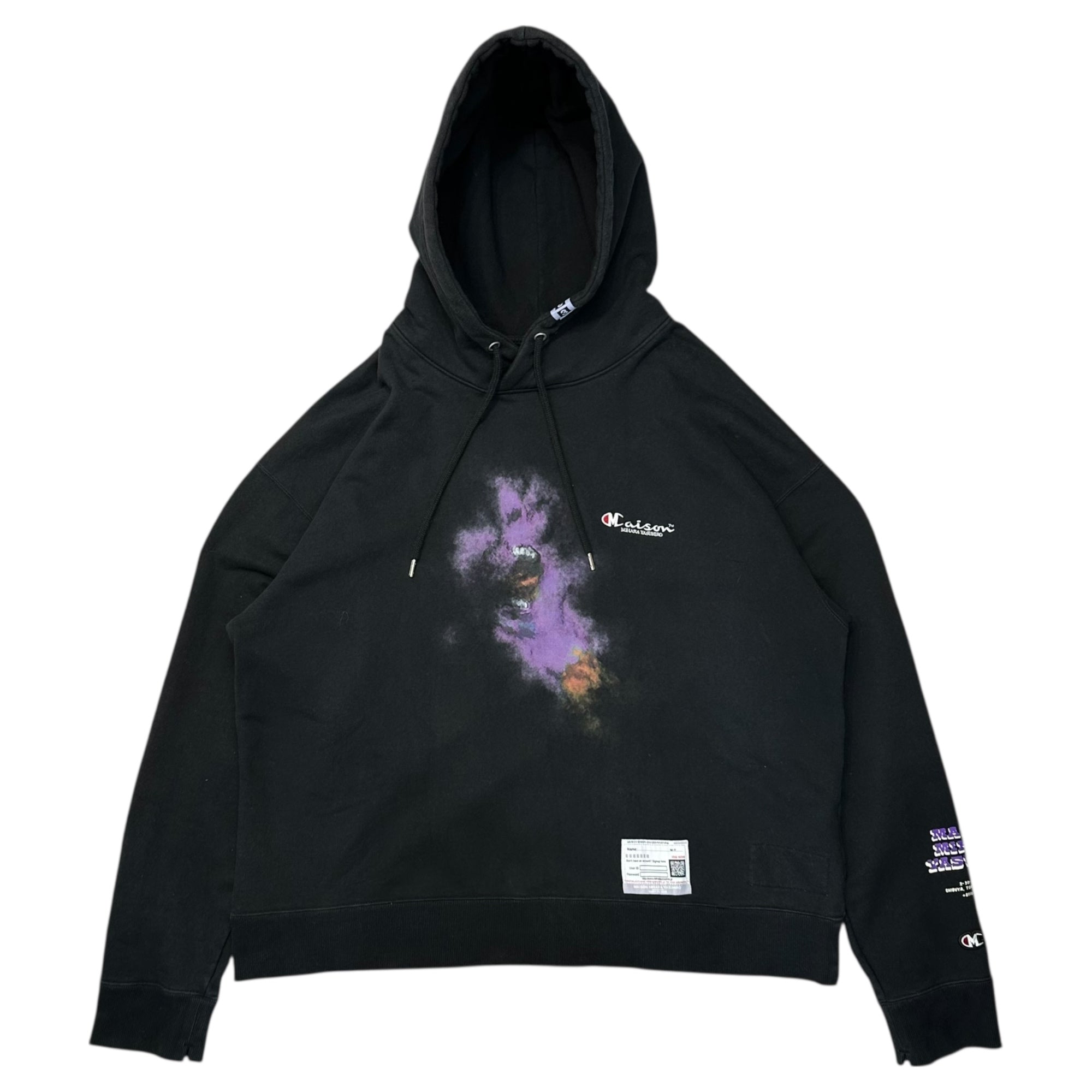 Maison MIHARA YASUHIRO(メゾンミハラヤスヒロ) 23SS Graphic Print Hoodie グラフィック プリント プルオーバー パーカー A10HD722 48 ブラック