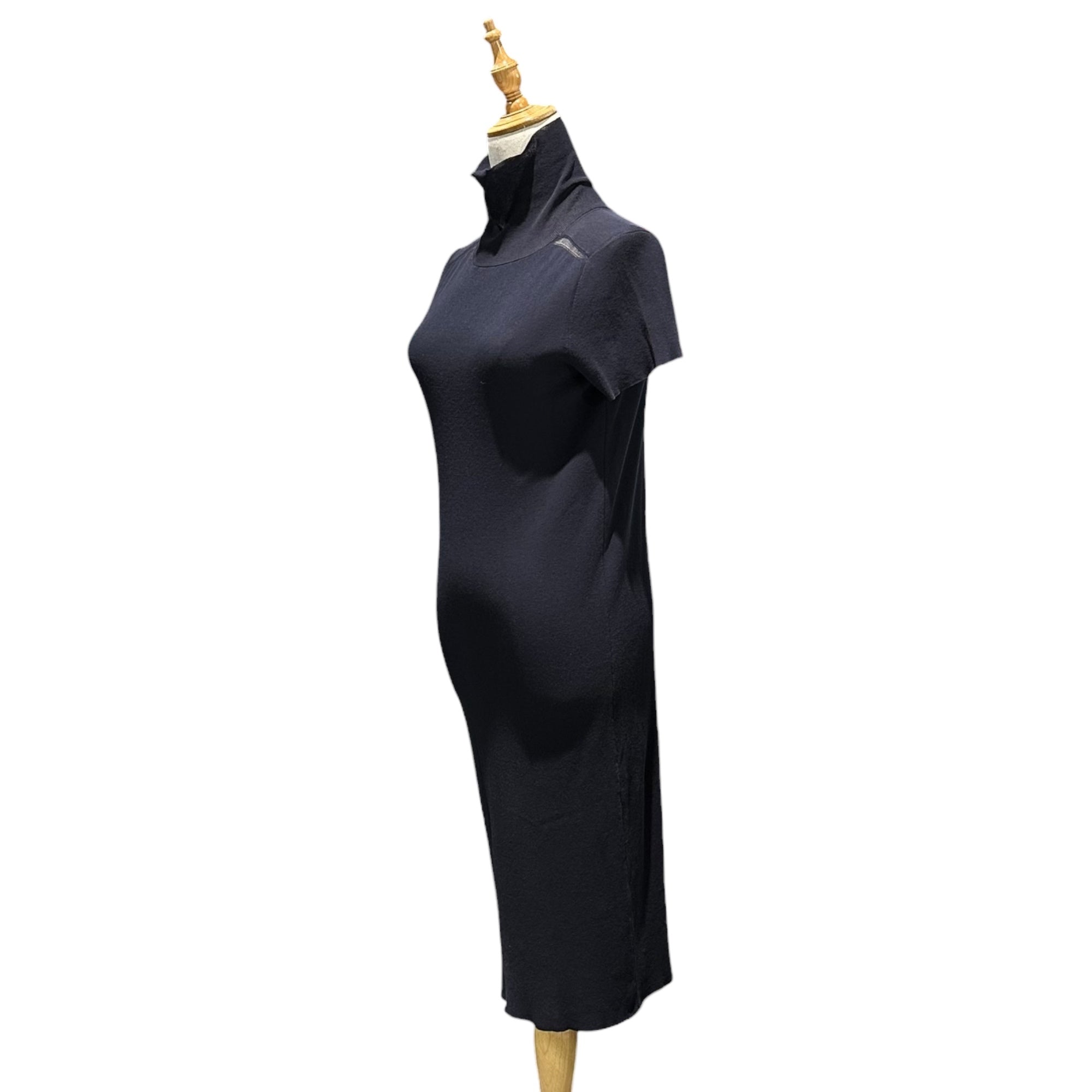 YOHJI YAMAMOTO(ヨウジヤマモト) Cotton High-Gauge Knit Turtleneck S/S Dress コットン ハイゲージ ニット タートルネック 半袖 ワンピース 2 ネイビー