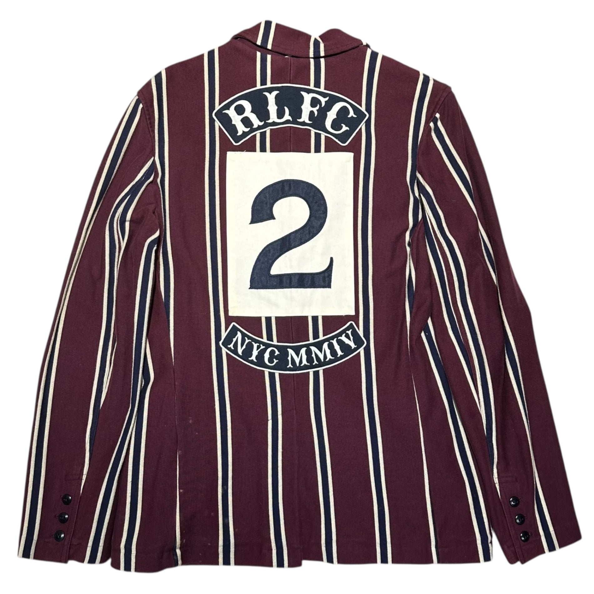 RALPH LAUREN RUGBY(ラルフローレンラグビー) Logo Patch Stripe 3B Blazer ロゴ ワッペン ストライプ 3B ブレザー M ボルドー テーラード ジャケット