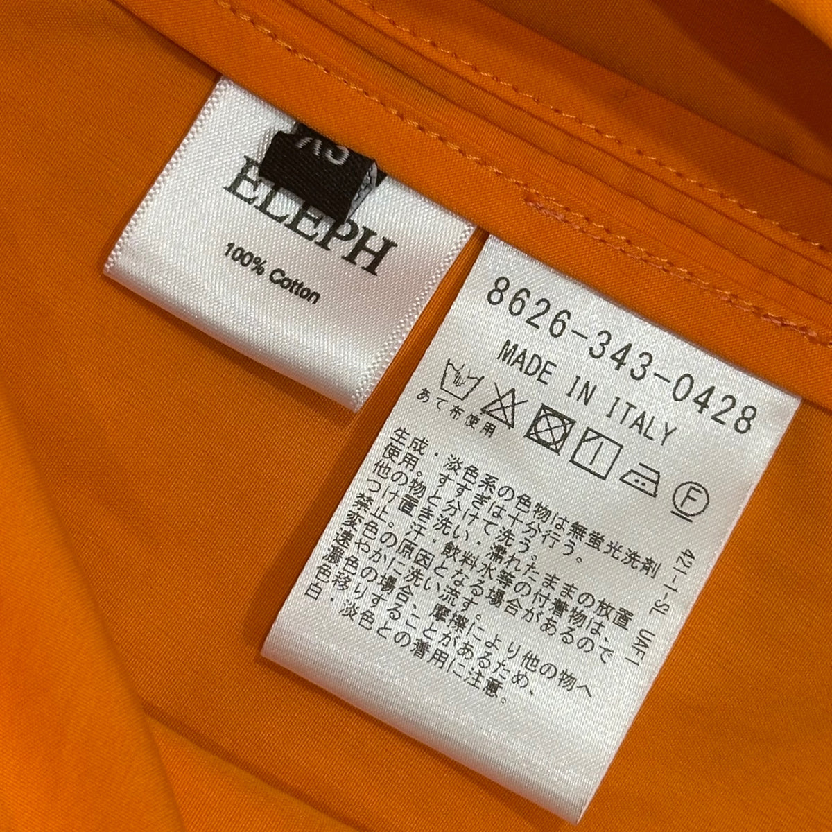ELEPH(エレフ) Strik Dress Orange Cotton ストライクドレス オレンジ コットン 8626-343-0428 XS オレンジ サイドスリット ワンピース